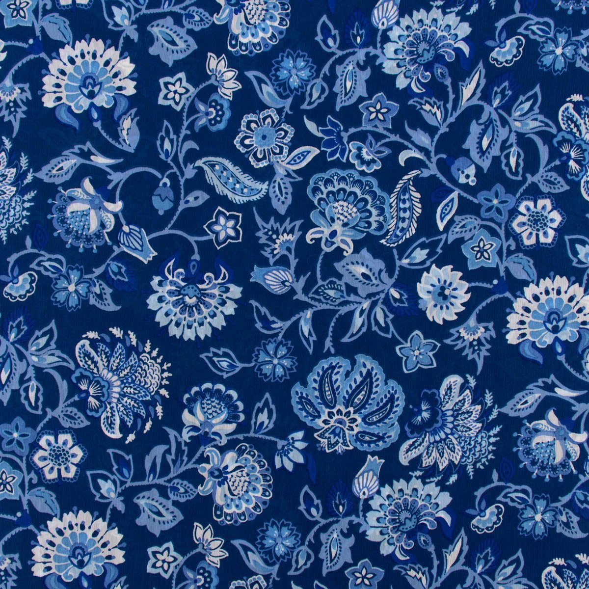 SCHÖNER LEBEN. Stoff Chiffon Blumenranken blau 1,49m Breite, pflegeleicht