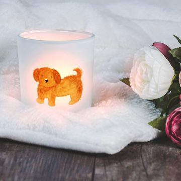 Mr. & Mrs. Panda Windlicht Hund Flauschig - Transparent - Geschenk, Hundemama, Teelichtglas, Ker (1 St), Hochwertiges Material