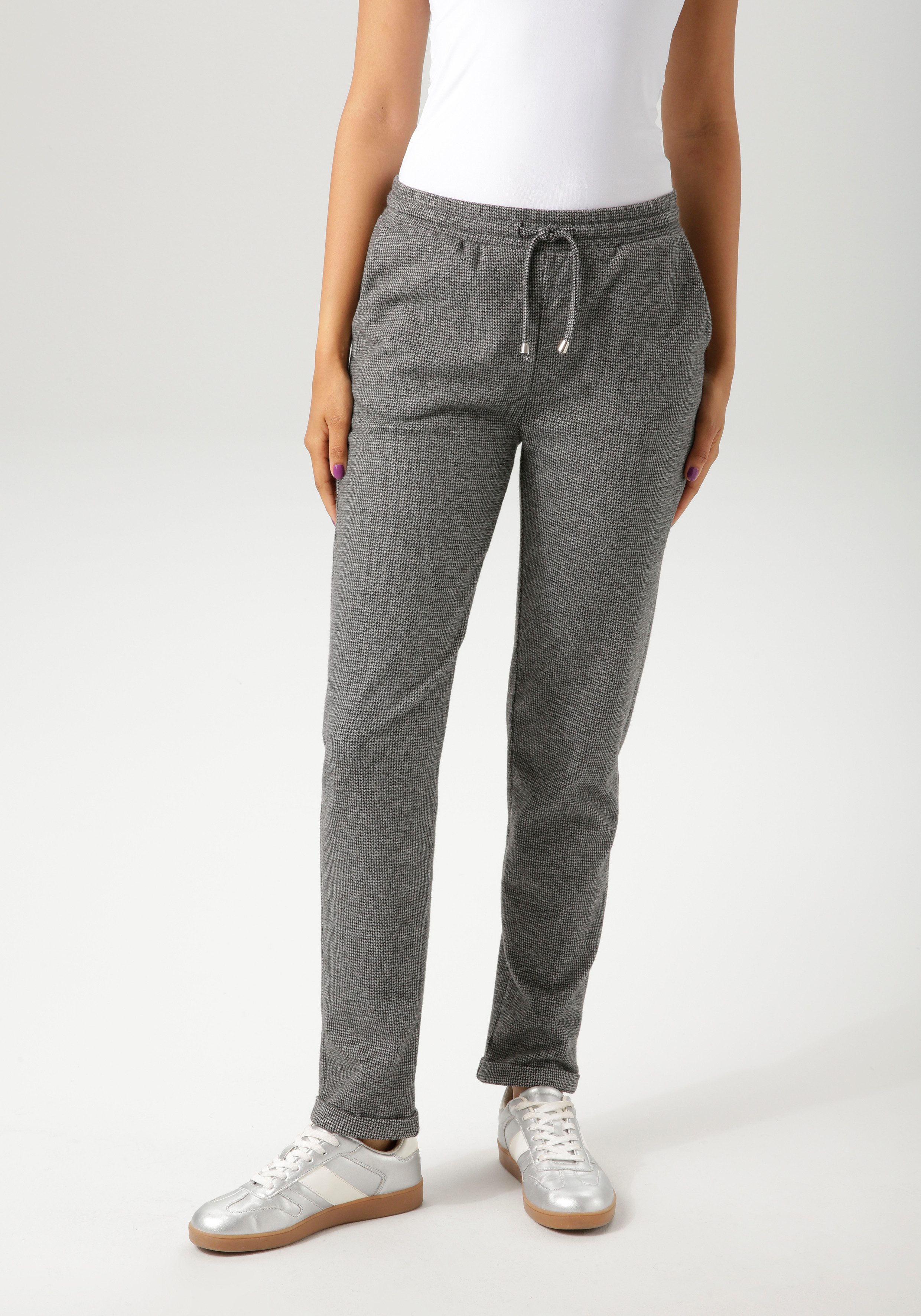 Aniston CASUAL Schlupfhose im trendigen Hahnentritt-Muster günstig online kaufen