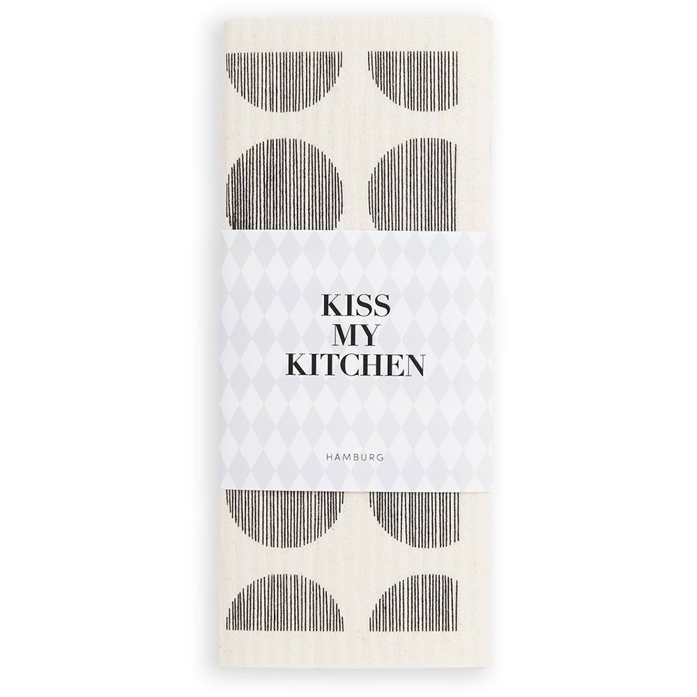 KISS MY KITCHEN Reinigungsbürste Kiss my Kitchen Schwammtuch Dots schwarz weiß