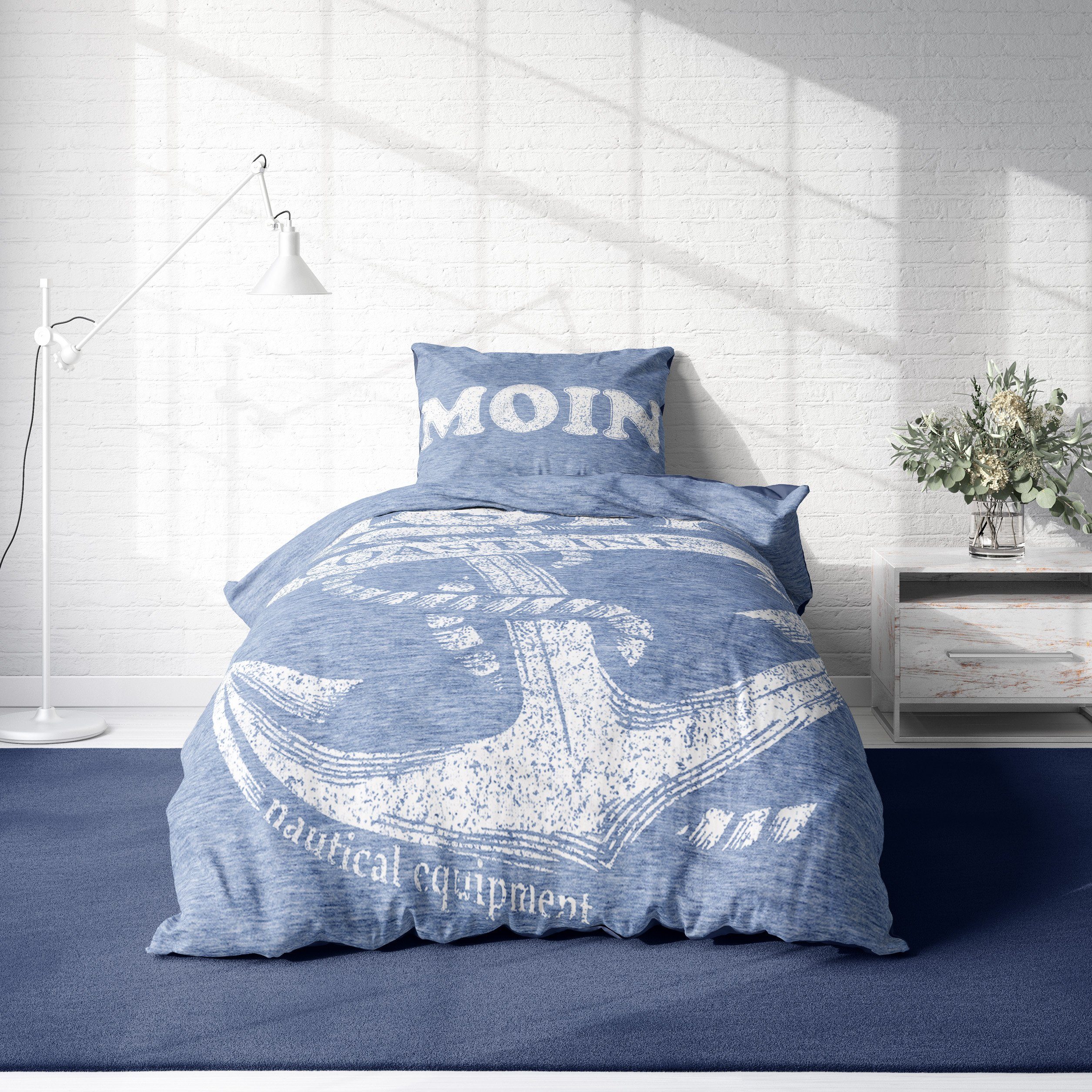 One Home Bettwäsche Moin, Mikrofaser, 2 teilig, Maritim mit Anker im nautis günstig online kaufen