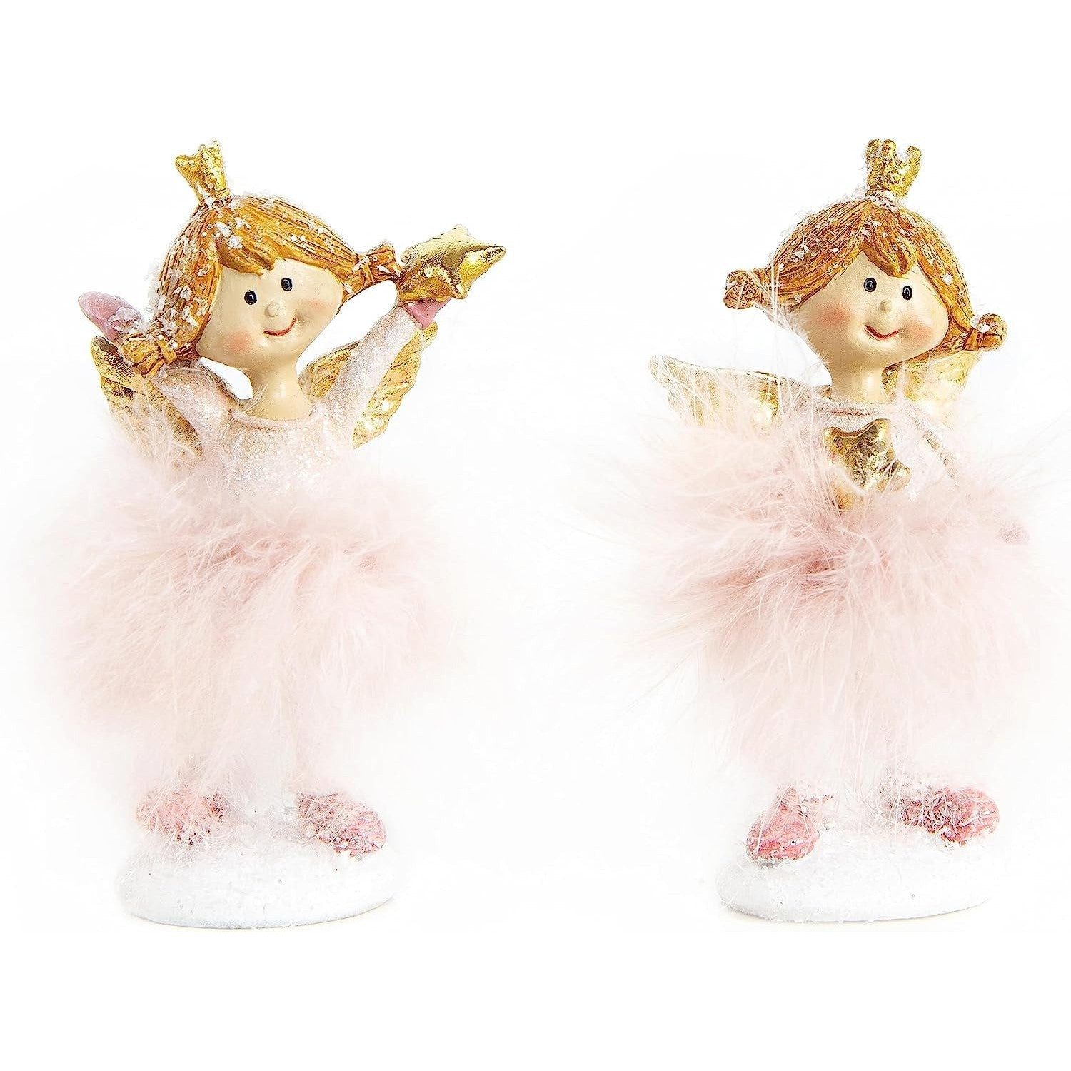 Logbuch-Verlag Dekofigur 2 Engel Prinzessin Figuren mit Krone rosa Gold - Weihnachtsengel