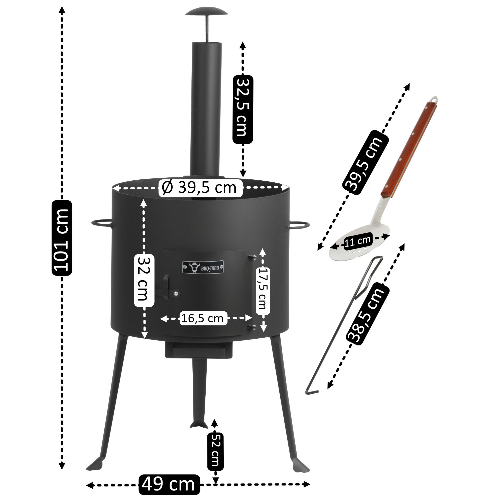 BBQ-Toro Feuerstelle Gusseisen Kazan 19 L mit Kazan Ofen Ø 39,5 cm, Gusstop günstig online kaufen