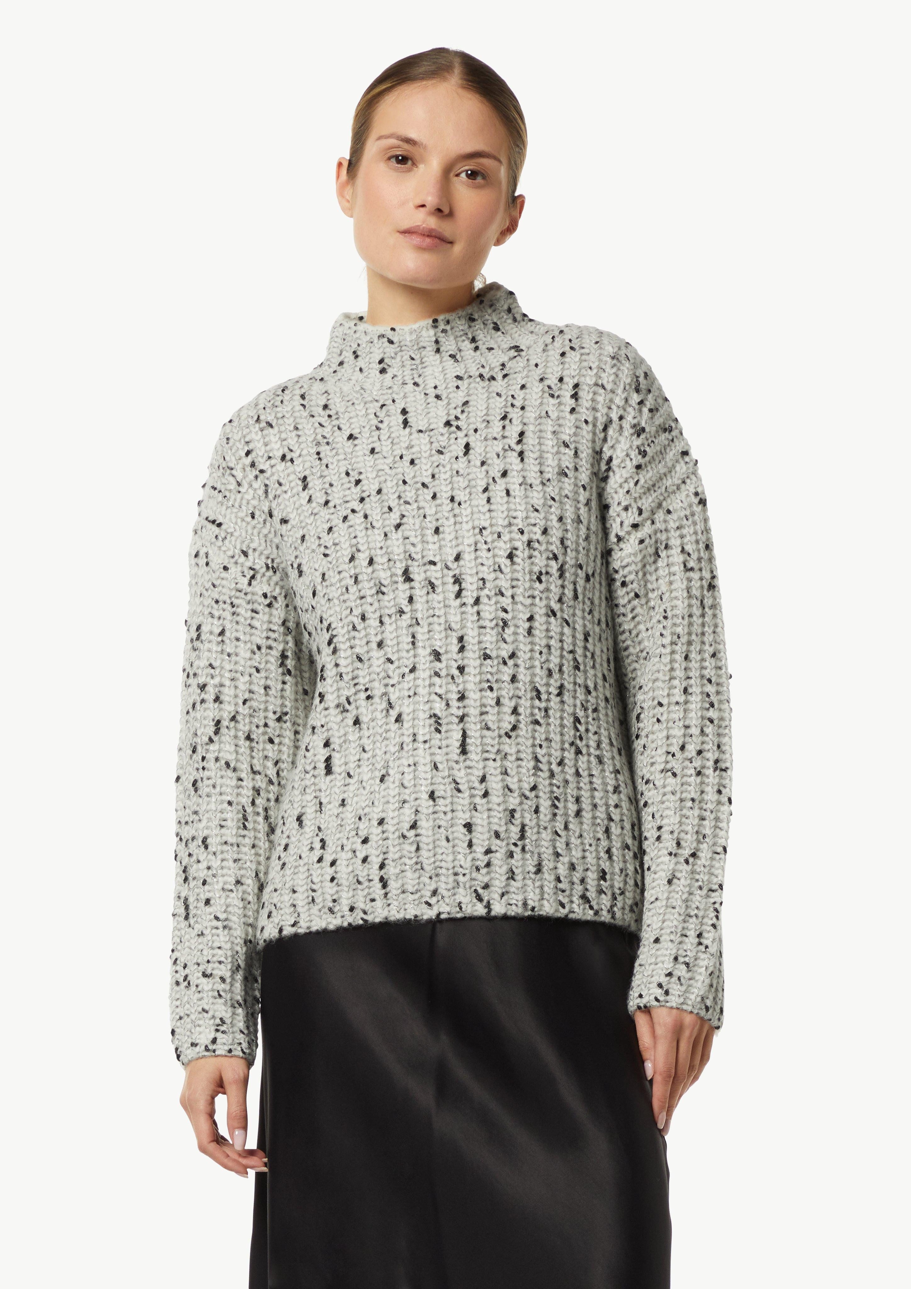 Langarmshirt Strickpullover mit dezentem Glitzergarn