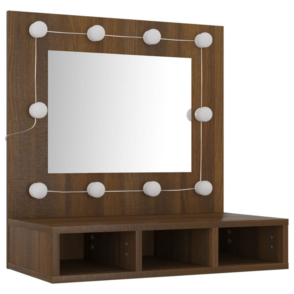 vidaXL Badezimmerspiegelschrank Braun Braune Eiche cm 60x31,5x62 (1-St) mit Eiche-Optik Spiegelschrank LED