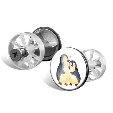 Mr. & Mrs. Panda Waschbeckenstöpsel Pinguin umarmen - Weiß - Geschenk, Stöpsel, Jahrestag, Hochzeitsgesch, Ø 4 cm (1 St), Integriertes Haarsieb