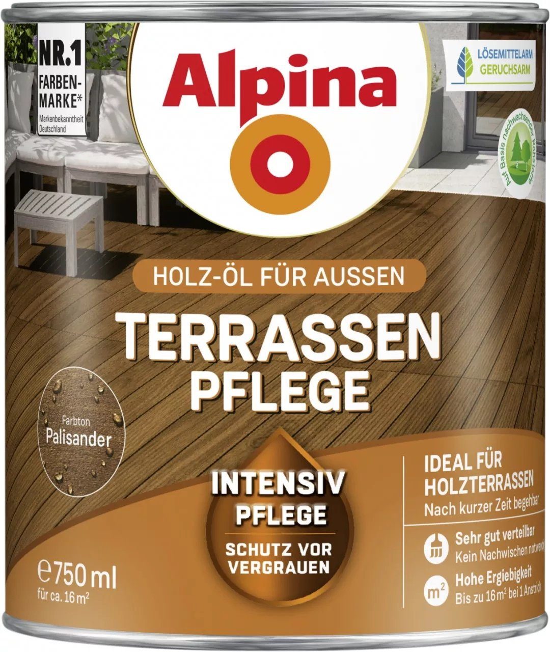 Alpina Holzöl Holz-Öl Terrassen Pflege Palisander 750 ml