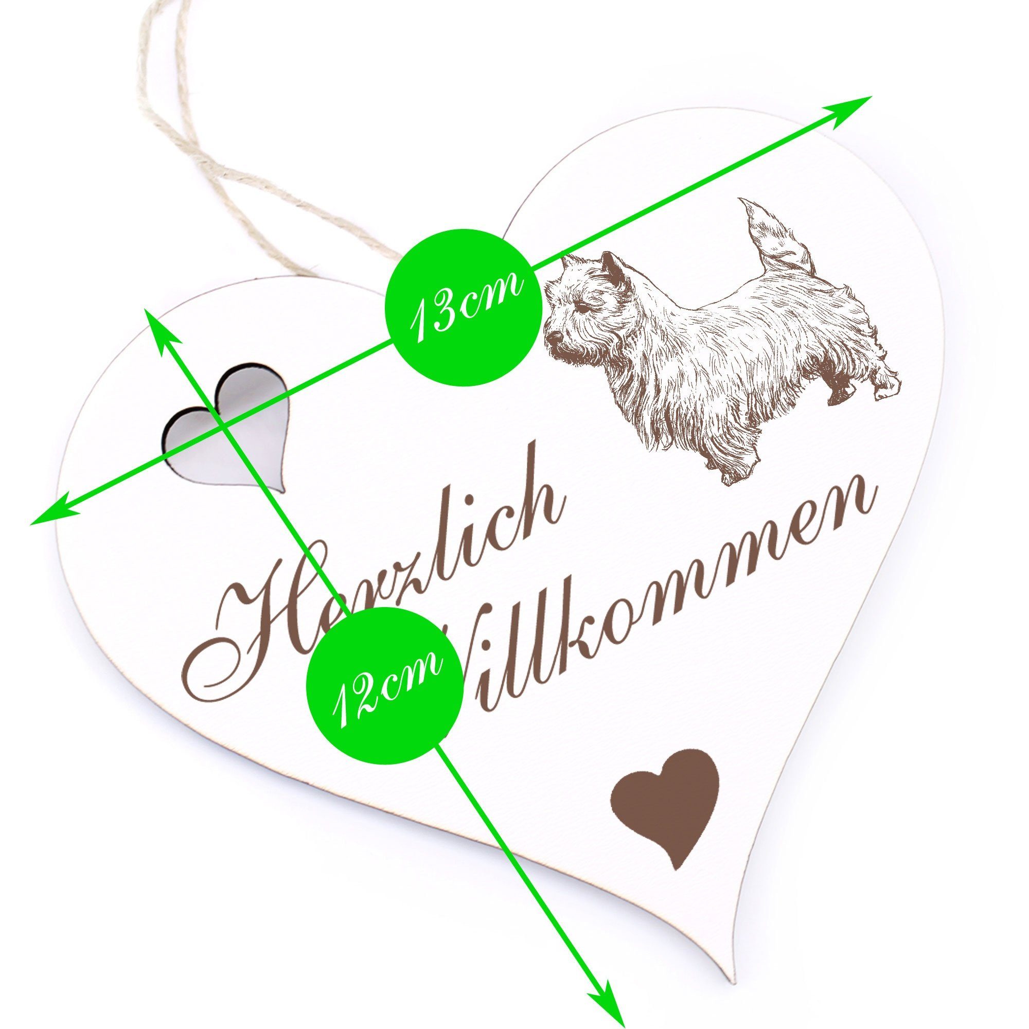 Dekolando Hängedekoration Herzlich Willkommen - 13x12cm - Terrier Highland White West