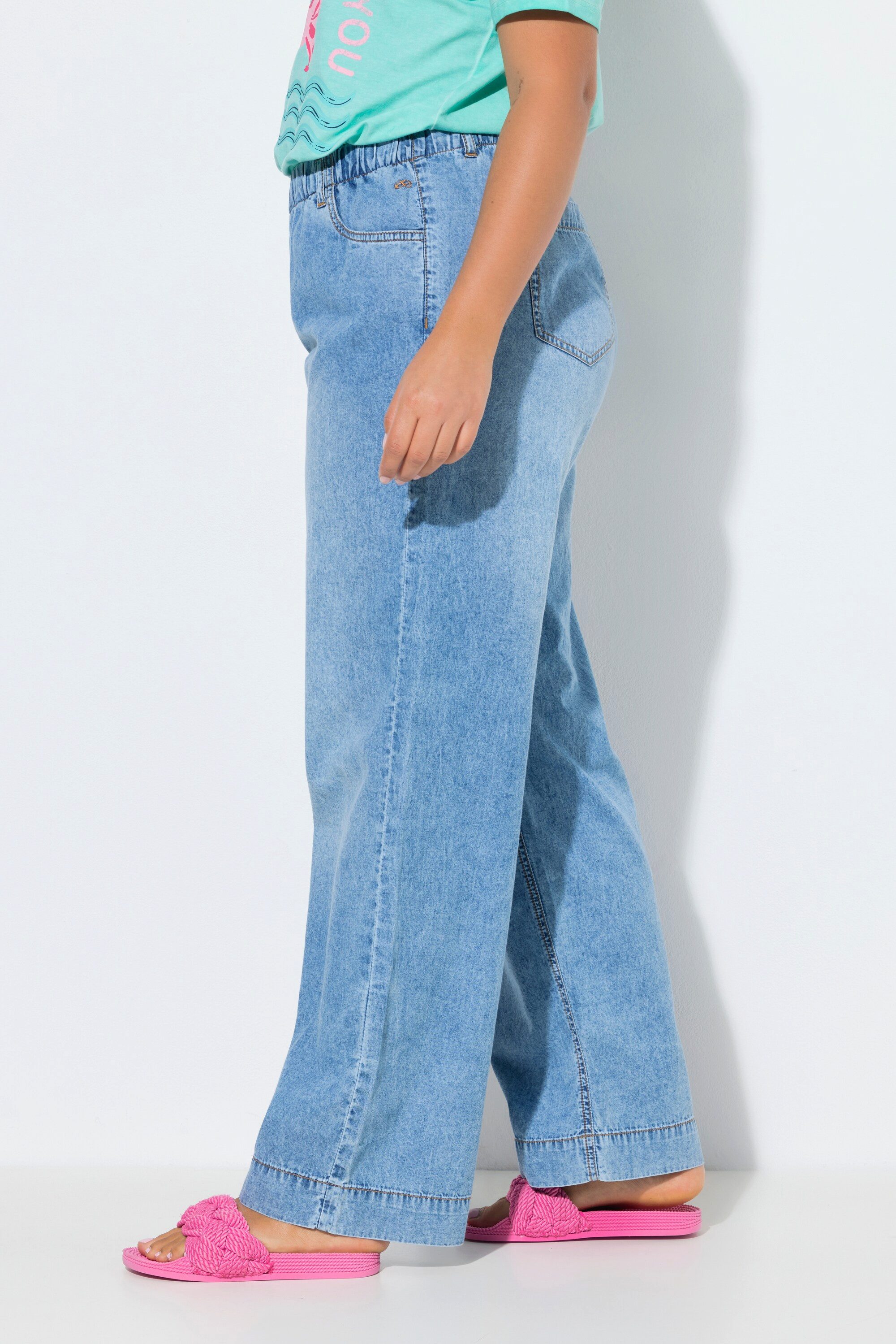 Laurasøn 5-Pocket-Jeans Leichte Jeans Wide-Leg Elastikbund