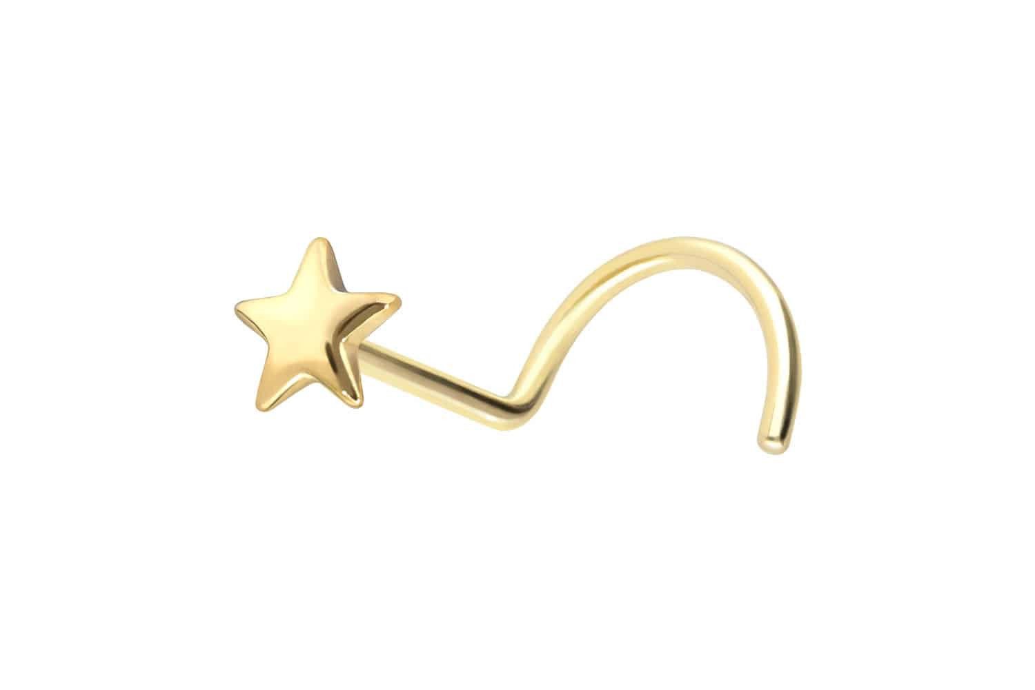 Nasenpiercing 14/18 Karat Gold Nasenstecker Spirale STERN