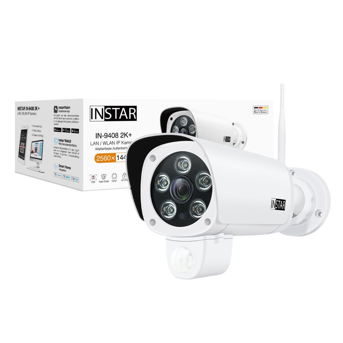 INSTAR IP Kamera IN-9408 2K+ (LAN / WLAN Version) mit AI IP-Überwachungskamera weiss