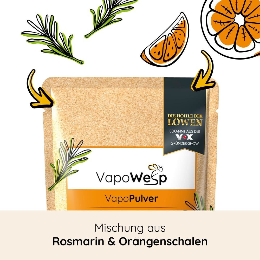 VapoWesp Wespennestattrappe, VapoPulver 3er Set je 100g Orange & Rosemary oder Apple & Mint, Orange & Rosemary (3x je 100 g)
