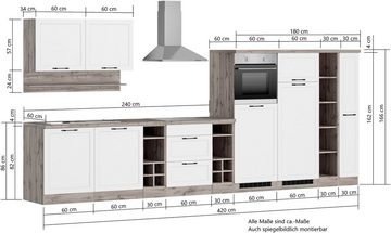 Kochstation Küche KS-Lana, 420 cm breit, wahlweise mit oder ohne E-Geräte