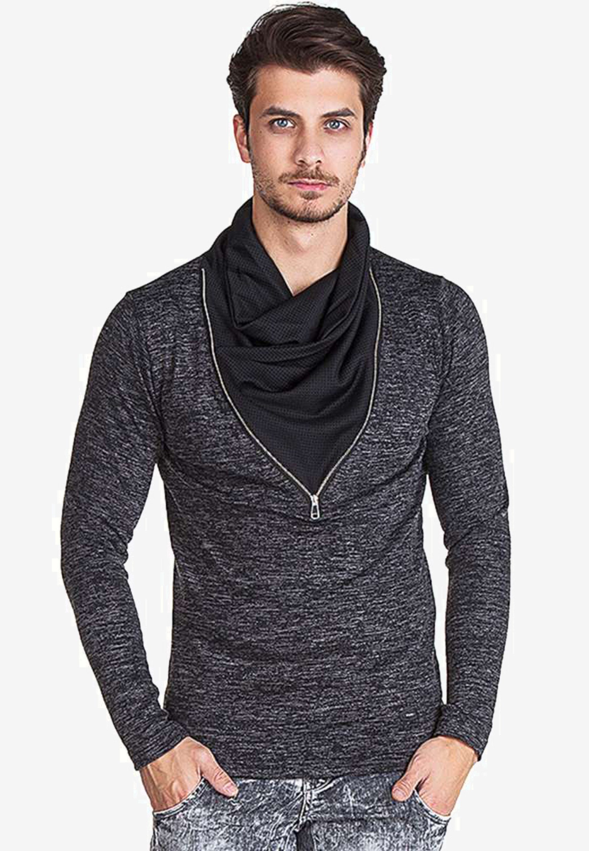 Cipo & Baxx Strickpullover Schalkragen mit auffälligem