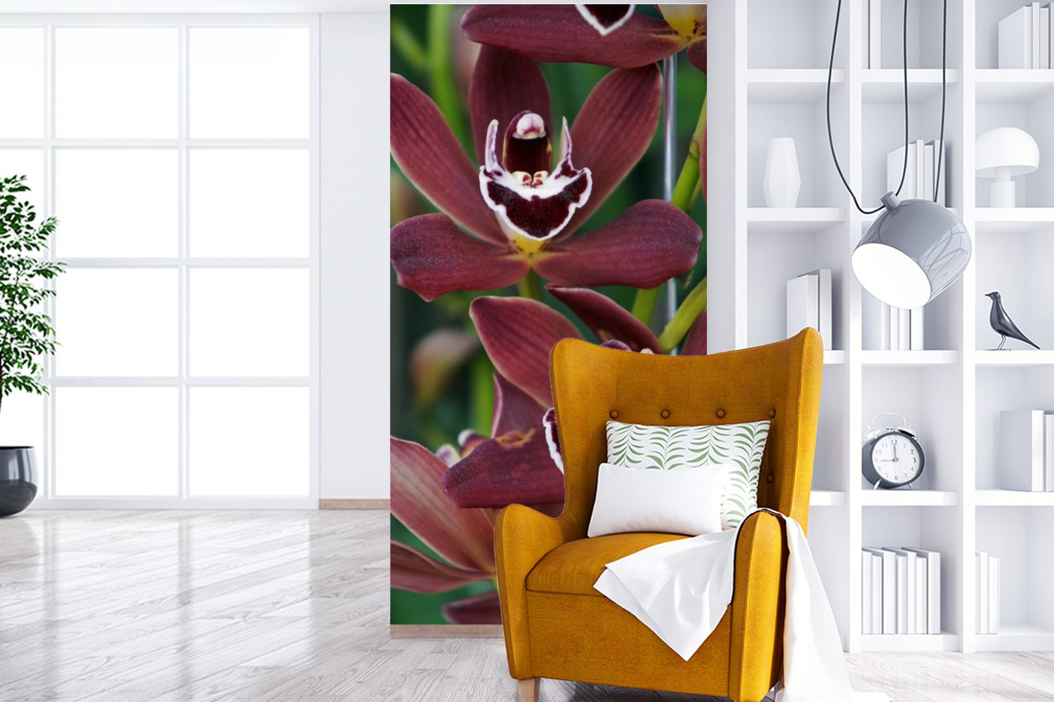 einen Hintergrund, Matt, für Fototapete Fototapete Orchideen grünen (2 Wohnzimmer Rote Küche, Schlafzimmer Vliestapete für bedruckt, MuchoWow St),