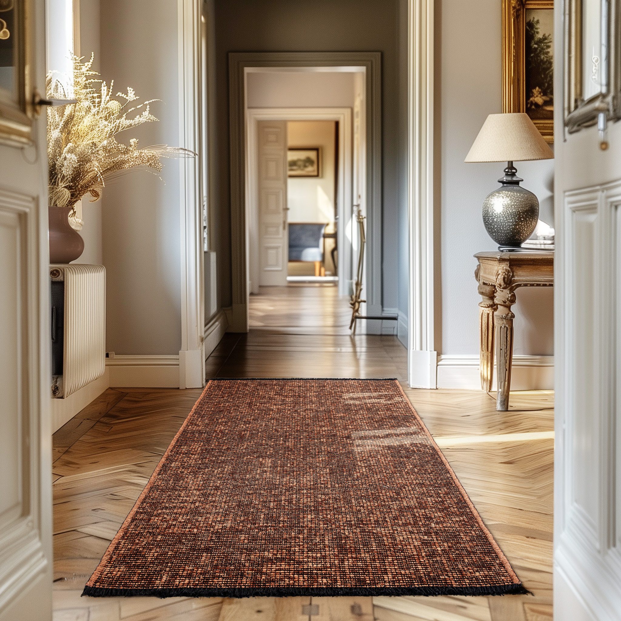 Teppium Teppich Unicolor - Einfarbig, Läufer, Höhe: 7 mm, Baumwolle Teppich Anti-Rutsch Waschbar Flachgewebe