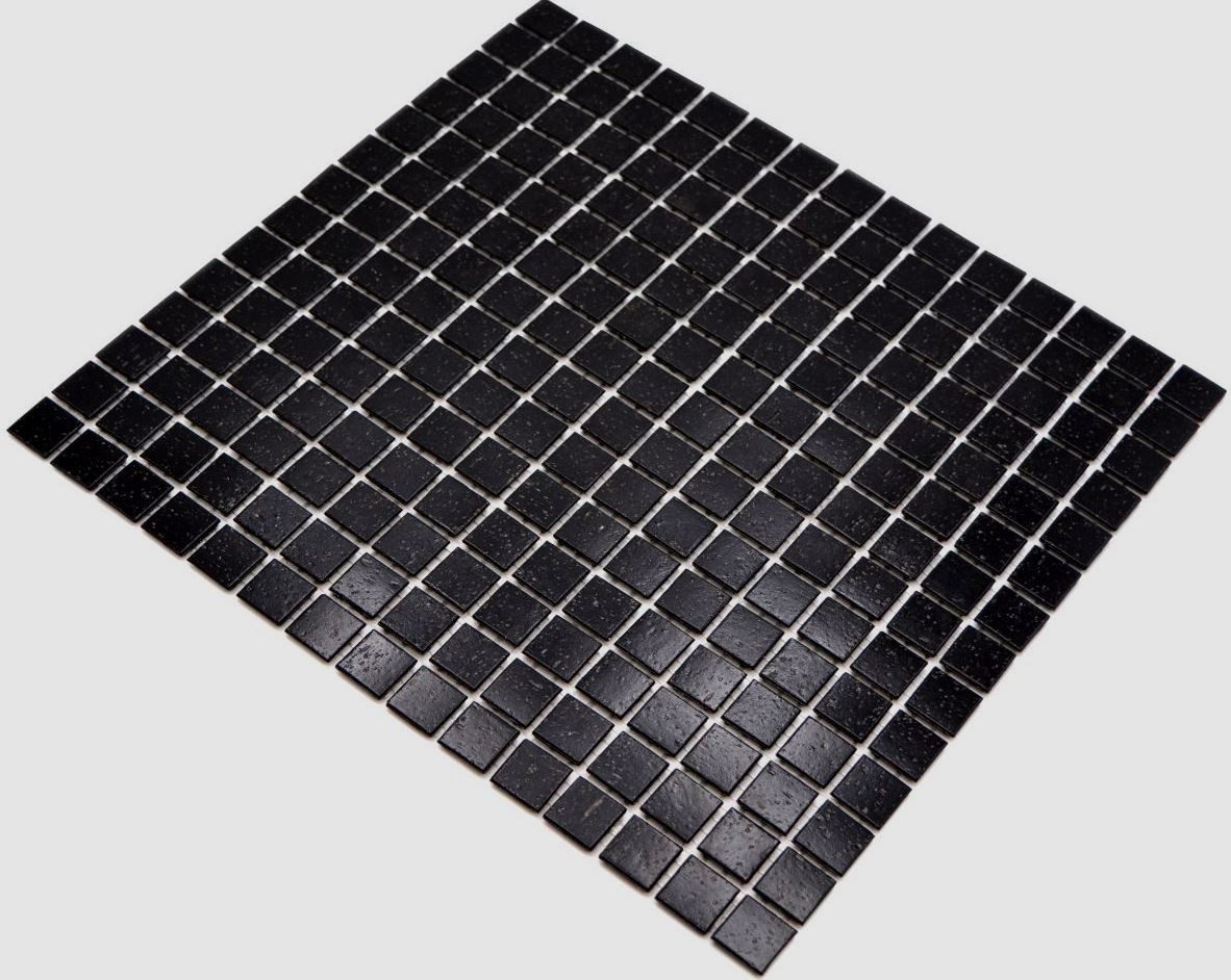 Mosani Mosaikfliesen Glasmosaik Mosaikfliese schwarz Spots Fliesenspiegel Küche