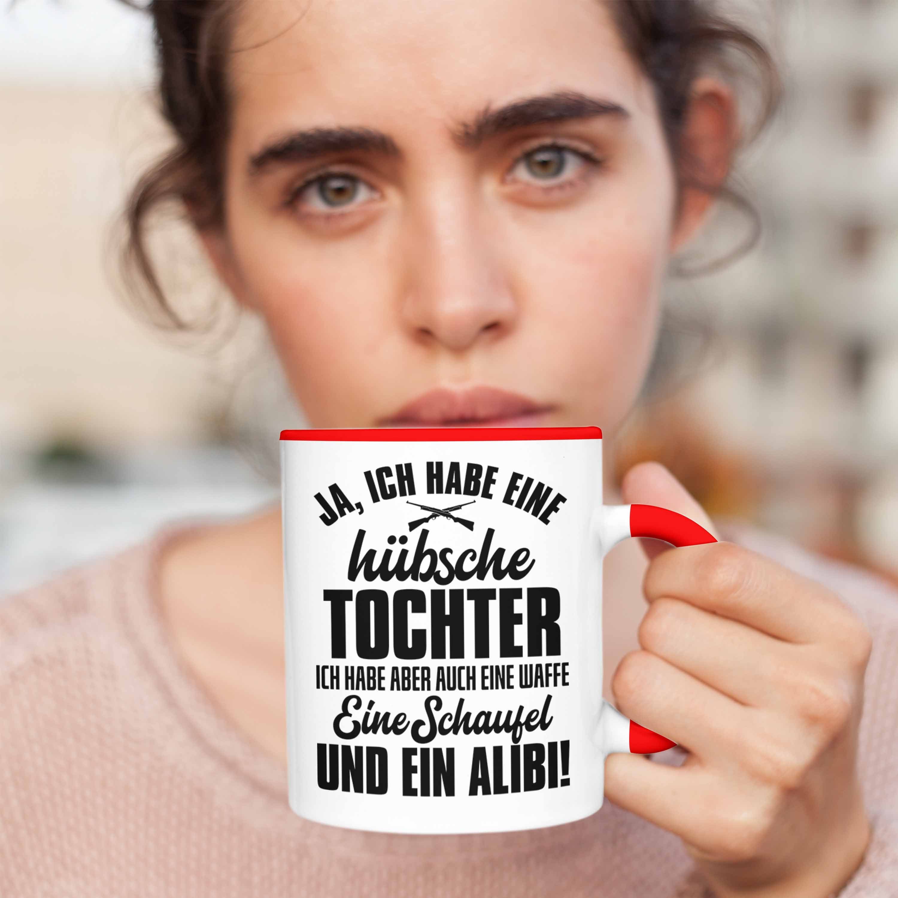 Trendation Tasse Trendation - Papa Geschenk für Rot Geschenkidee Tochter Tasse Kaffeetasse Hübsche Tochter Vater von