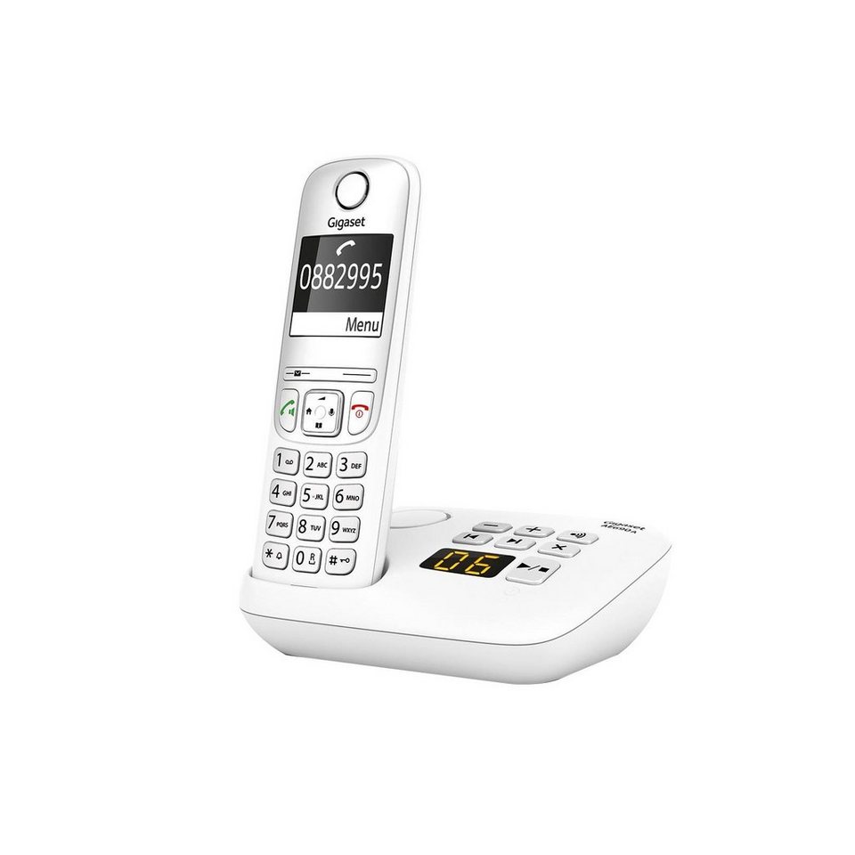 Gigaset AE 690A weiß Schnurloses DECT-Telefon (Mobilteile: 1, mit  Anrufbeantworter, Freisprechen), schwarz-weiß Grafik-Display
