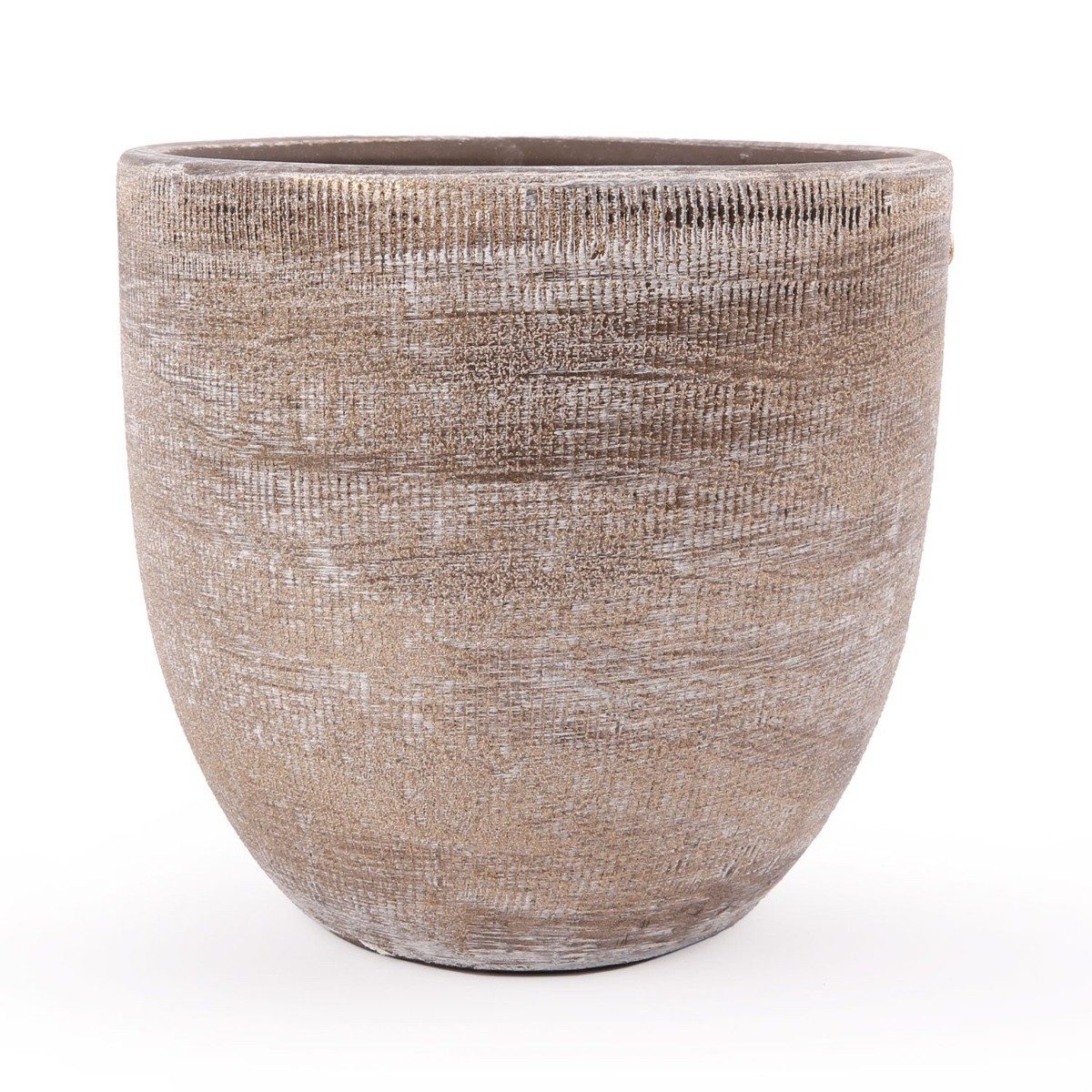 INNA-Glas Blumentopf Keramik Pflanztopf KAMUNI, längsstreifen, grau-grün, 17 cm, Ø 19 cm