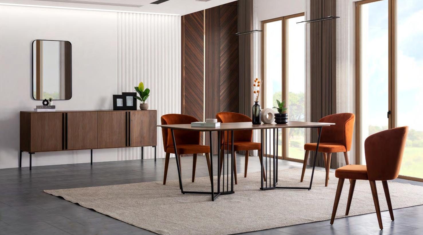 Essgruppe Essgruppe, Stuhl Europe Textil Stuhle), Esszimmer set 4x In Made / Luxus 4x Esstisch Holz Stühle JVmoebel (Esstisch