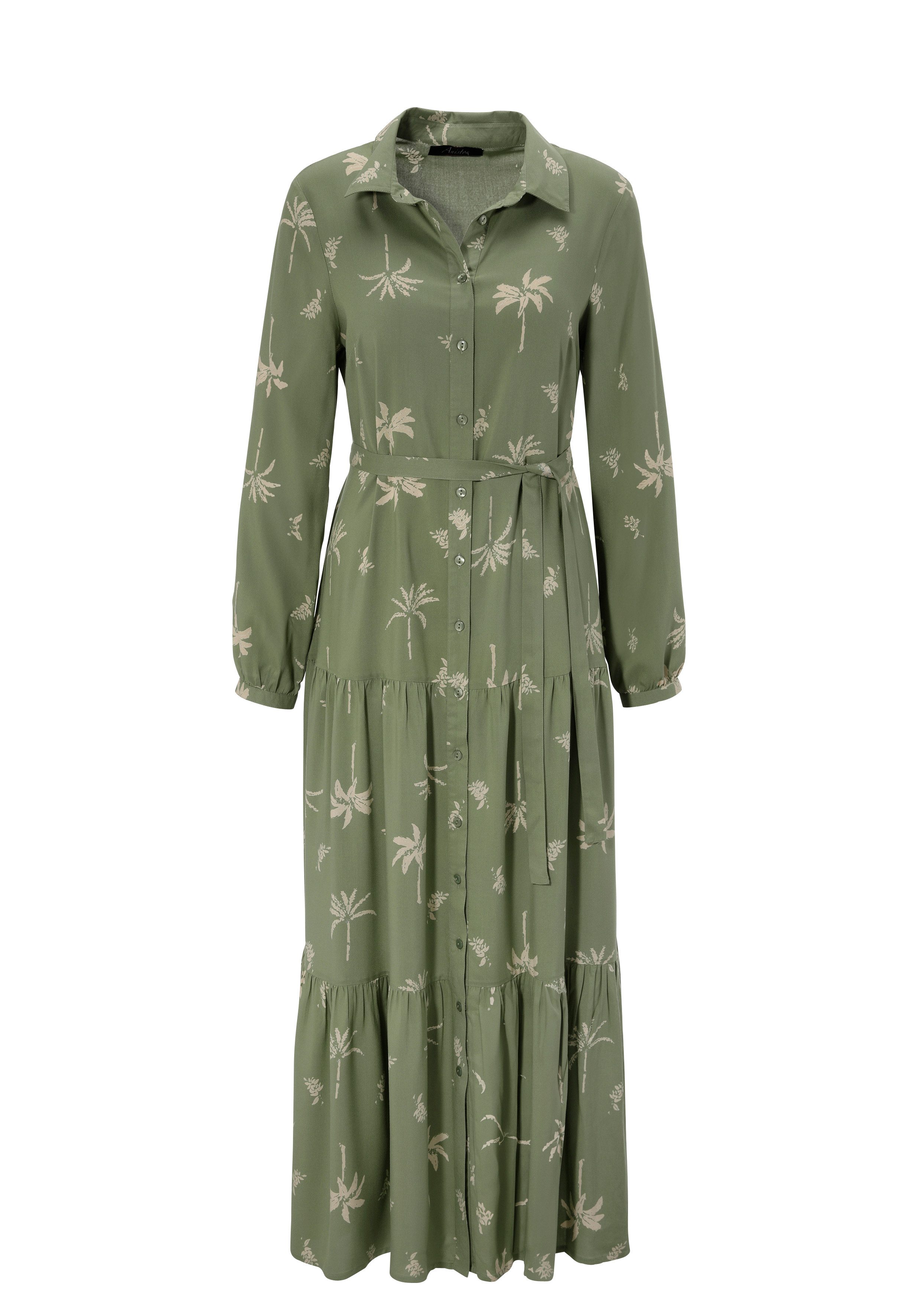 Aniston CASUAL Maxikleid (mit abnehmbarem Bindeband) mit Palmen bedruckt - jedes Teil ein Unikat