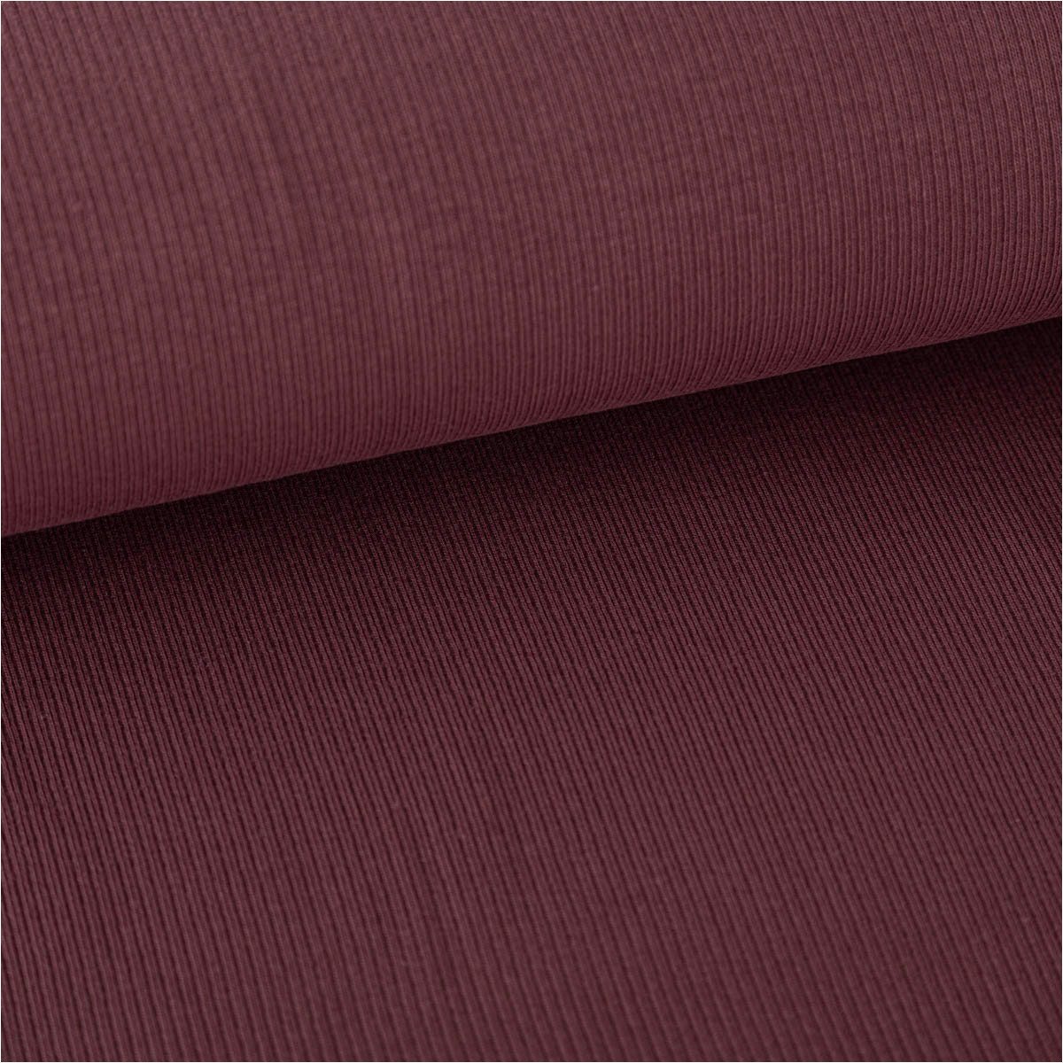 SCHÖNER LEBEN. Stoff Jersey Stoff Meterware Rippjersey Feinstrick einfarbig aubergine 145cm