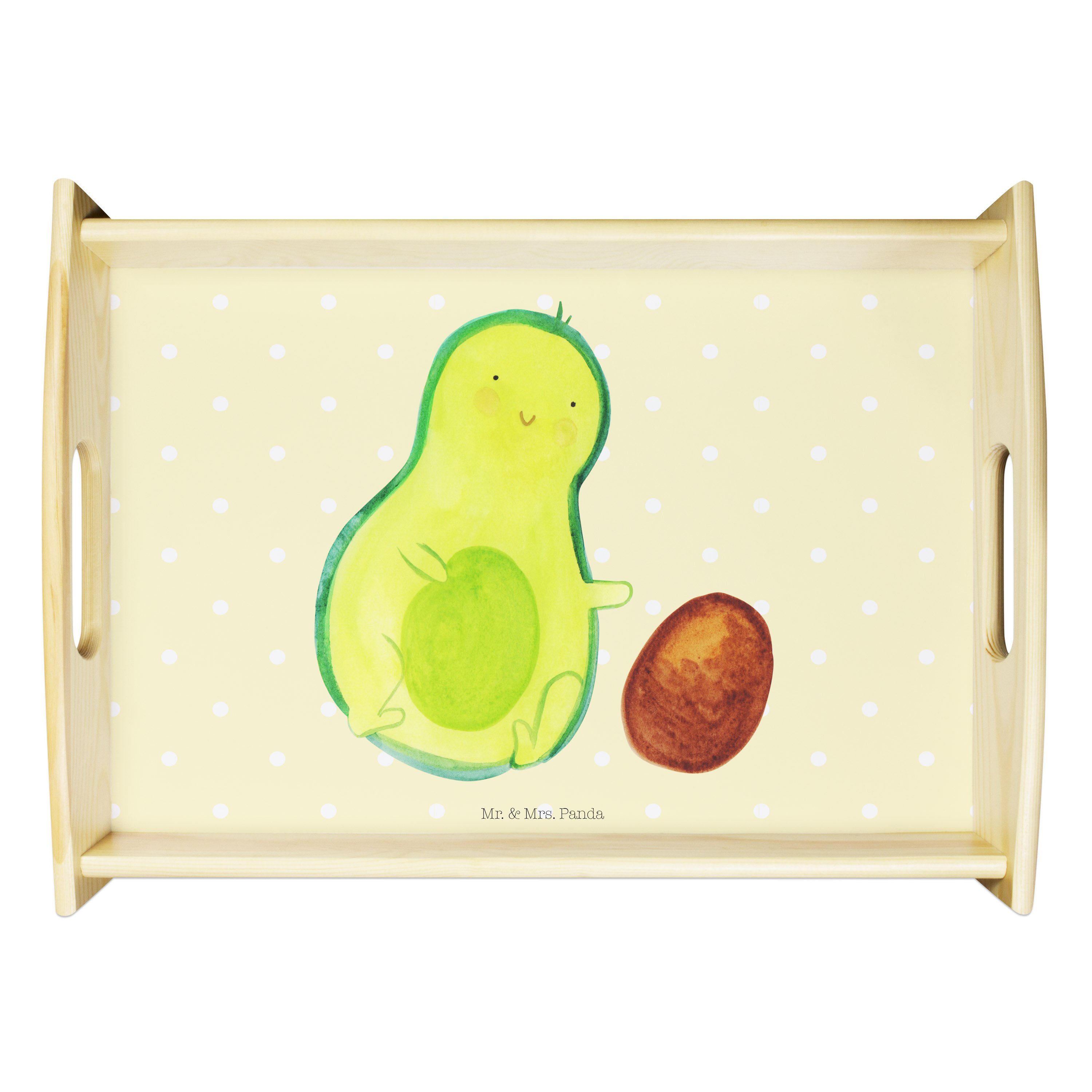 Mr. & Mrs. Panda Tablett Geschenk, rollt Gelb Kern große Liebe, (1-tlg) glücklich, lasiert, Avocado - - Pastell Echtholz