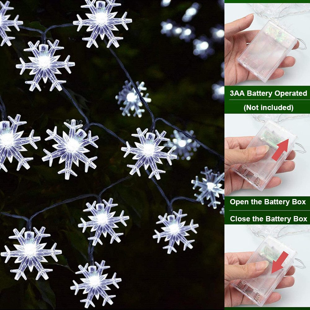 Qualra LED-Lichterkette 2/3 Stück LED Schneeflocke Lichterkette 20/40LEDs B günstig online kaufen