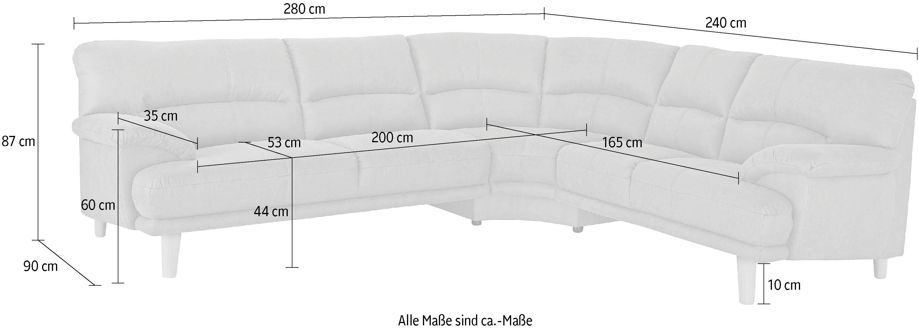 TRENDMANUFAKTUR Polsterecke Cecilia, italienisches Designsprache, modern und komfortabel, L-Form, toller Sitzkomfort und bequeme Armlehnen