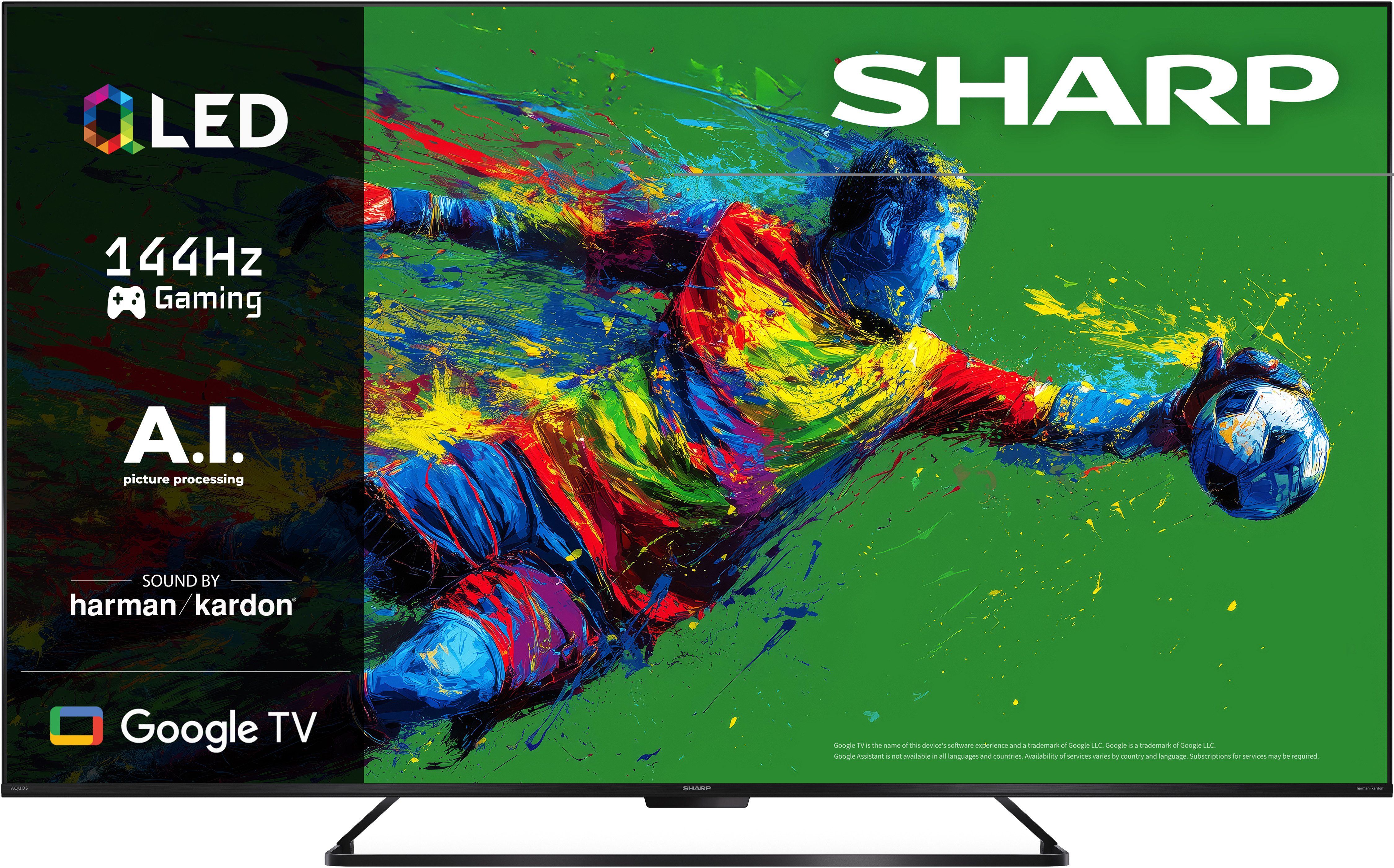 Sharp 4T-C65HRx QLED-Fernseher (164 cm/65 Zoll, 4K Ultra HD, Google TV, Smart-TV)