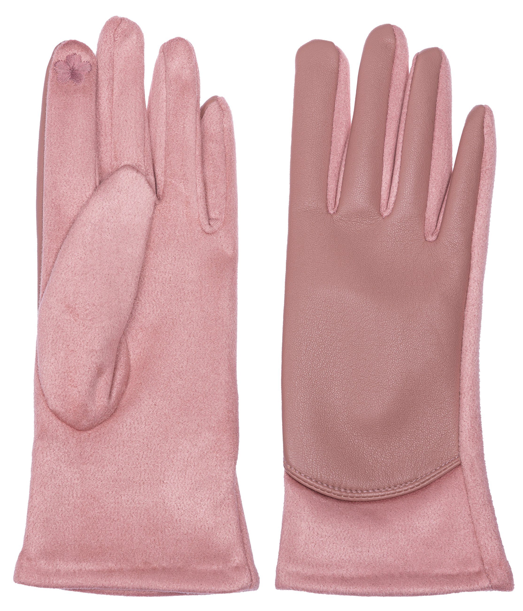 Caspar Strickhandschuhe GLV016 klassisch elegante uni Damen Handschuhe rosa