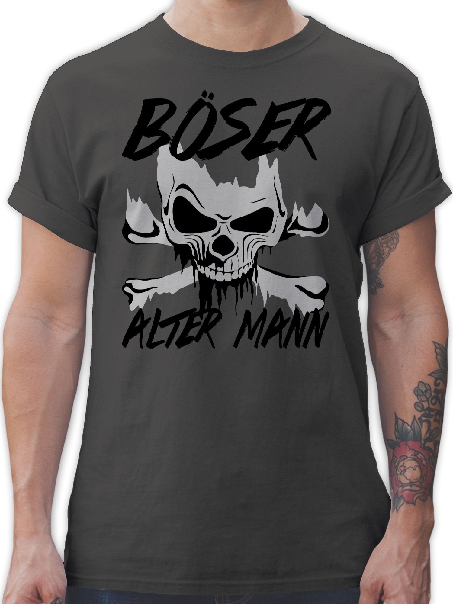 Shirtracer T-Shirt Böser alter Mann - grau Piraten & Totenkopf 1 Dunkelgrau