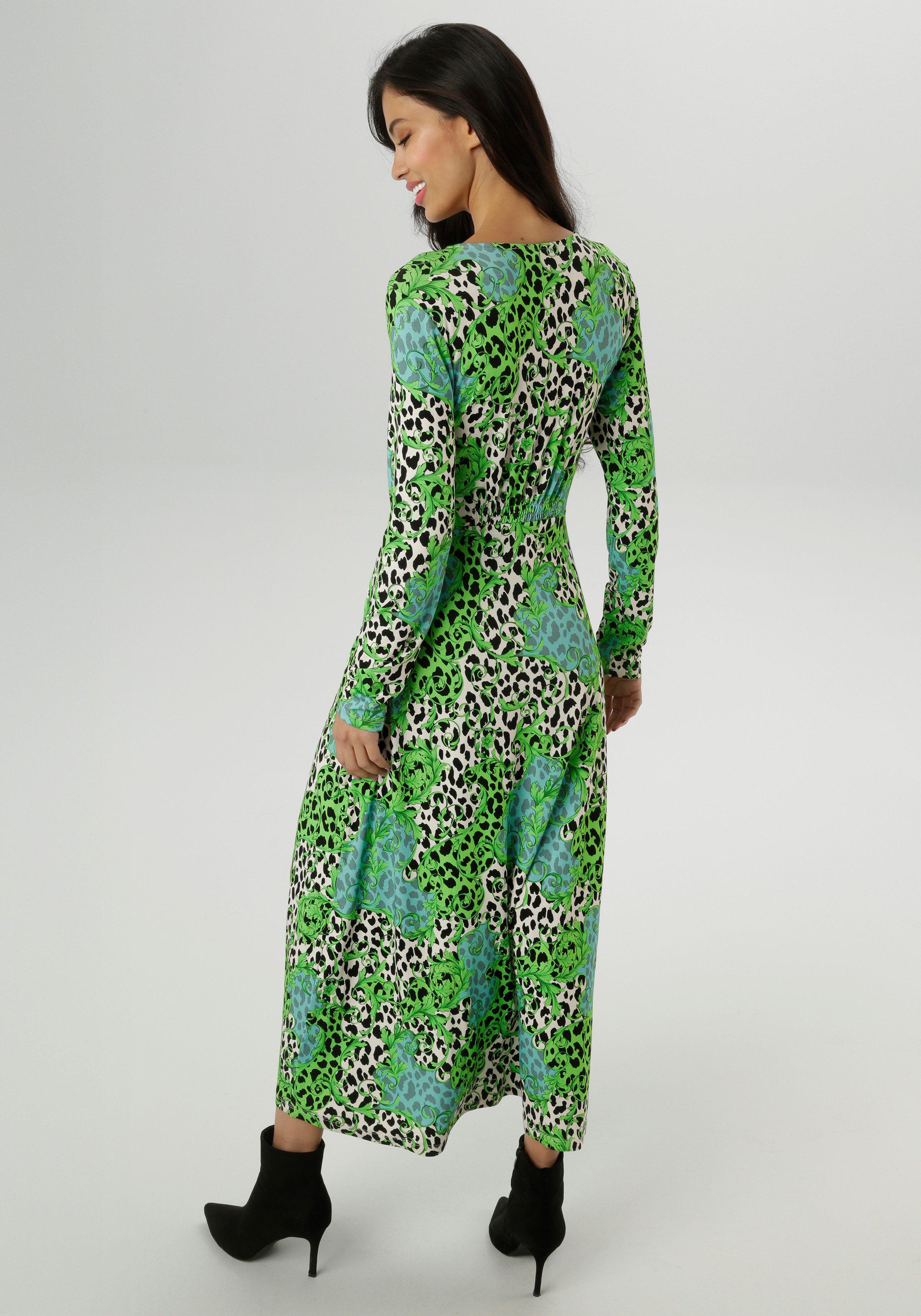 Aniston SELECTED Midikleid mit Smok-Details und fantasievollem Leo-Print günstig online kaufen