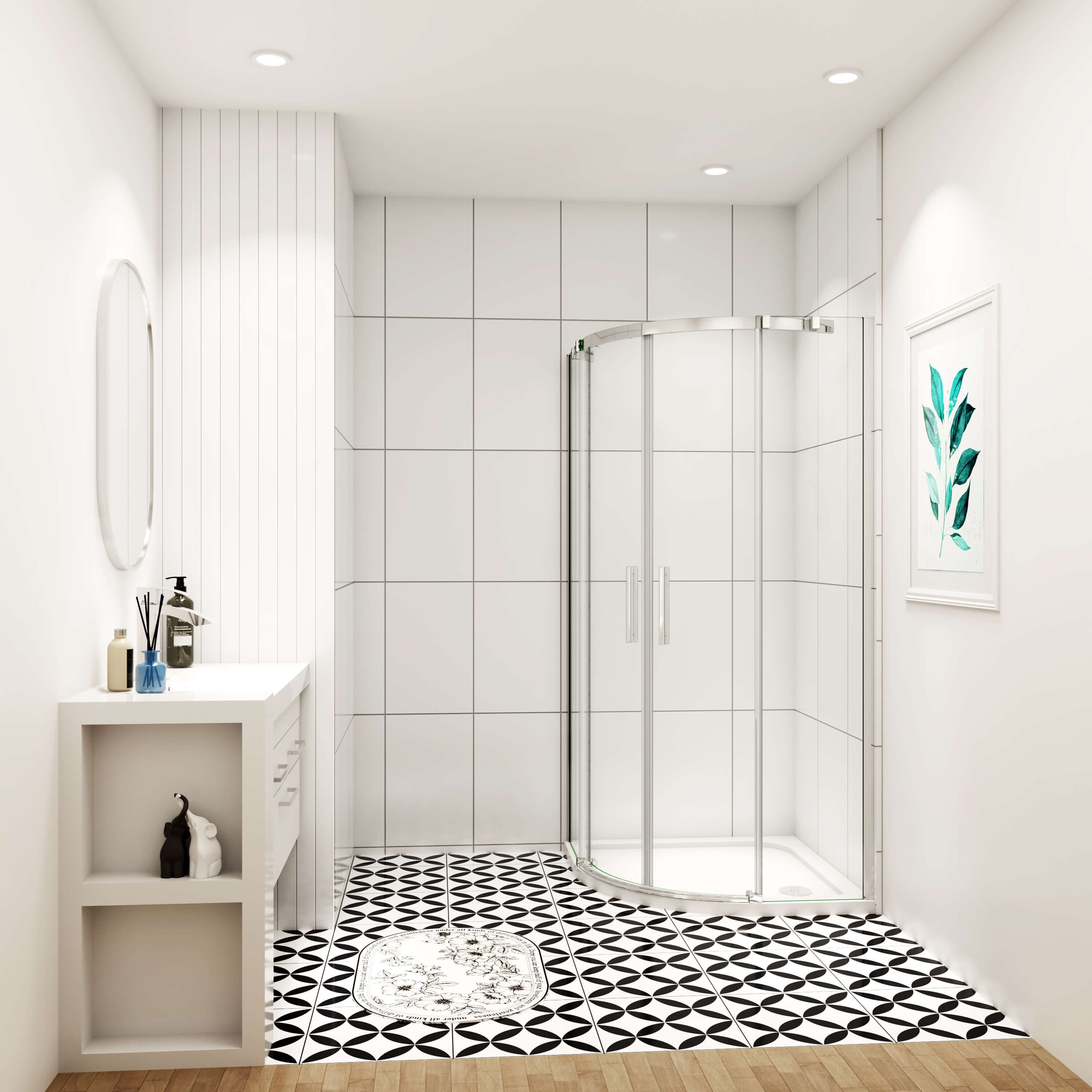 AICA Runddusche Runddusche Duschkabine Viertelkreis Eckdusche Schiebetür Duschtür, BxT: 90x90 cm, Set, mit Antikalk- Versiegelung