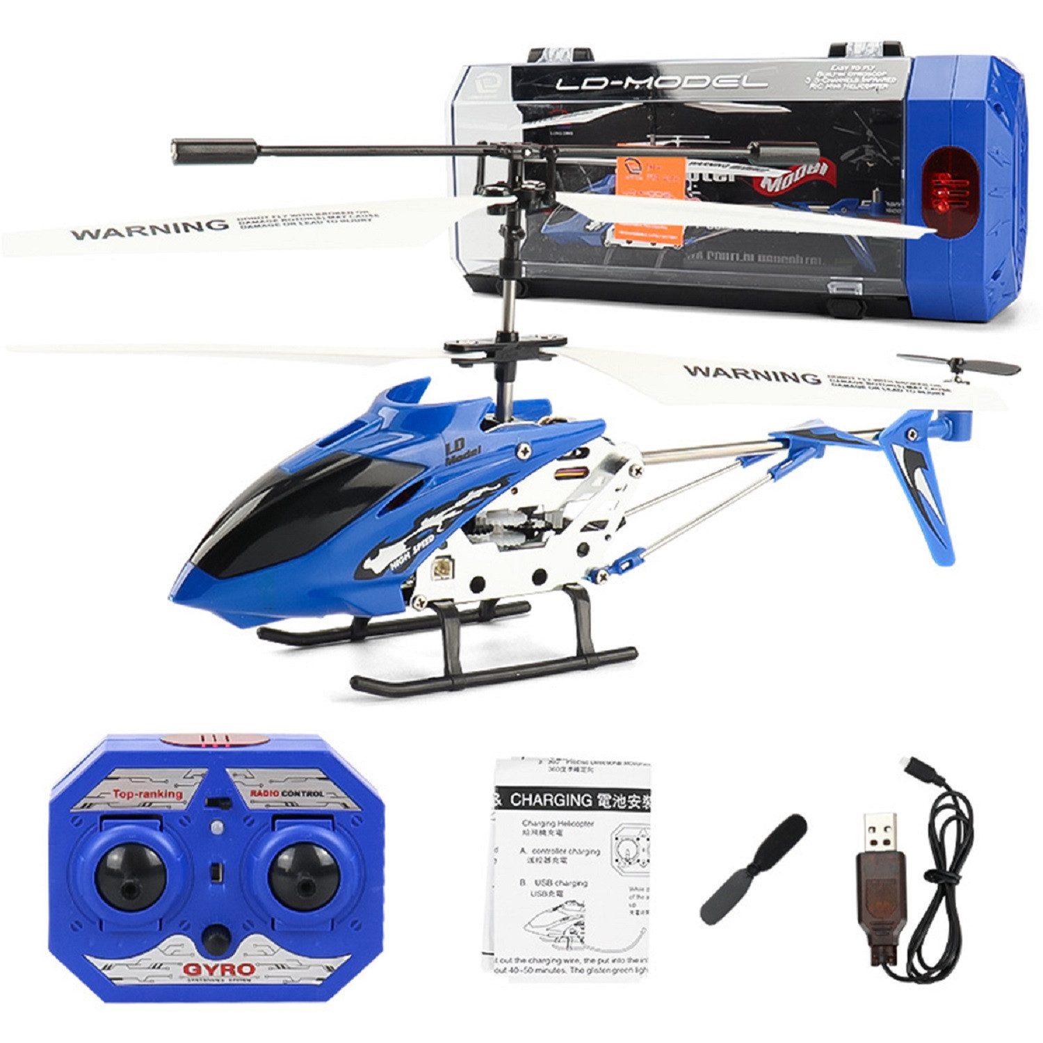 Kpaloft RC-Helikopter Hubschrauber, 3.5-Kanal, RTF, mit LED-Licht, Höhe-Halten, Blau, für Jungen, Erwachsene