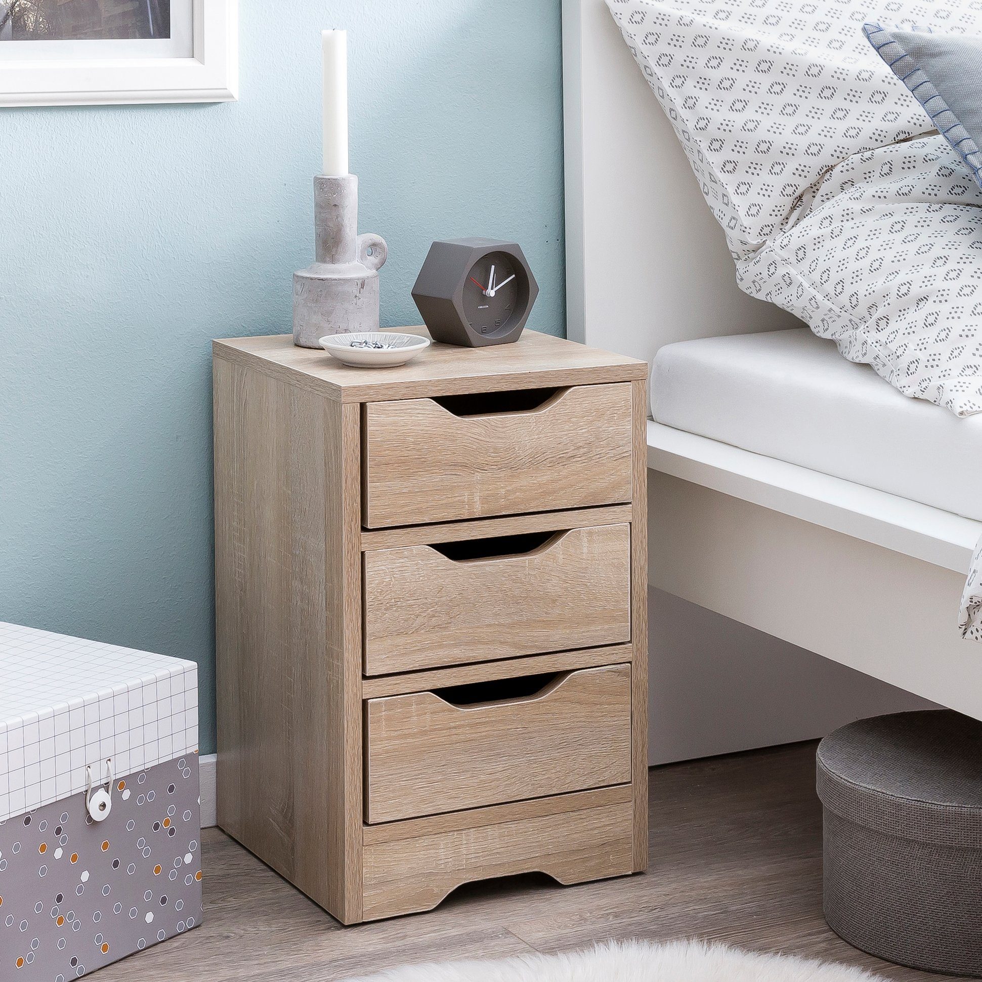 FINEBUY Nachtschrank SuVa13514_1 (31x49x31 cm, Sonoma günstig online kaufen