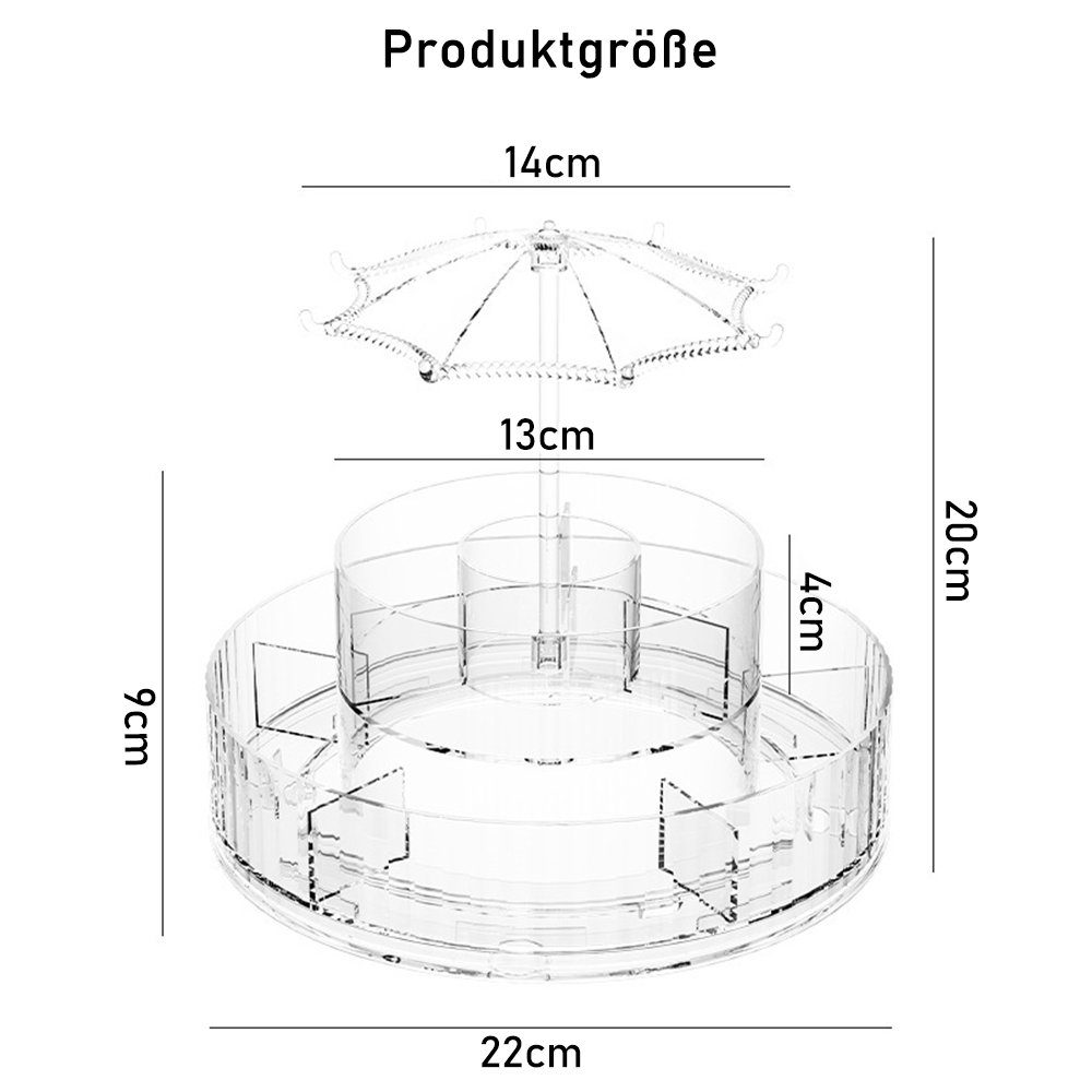 Aufbewahrung Make-Up Drehbarer, Organizer, 360° Kosmetik Kosmetik Organizer Transparent NUODWELL