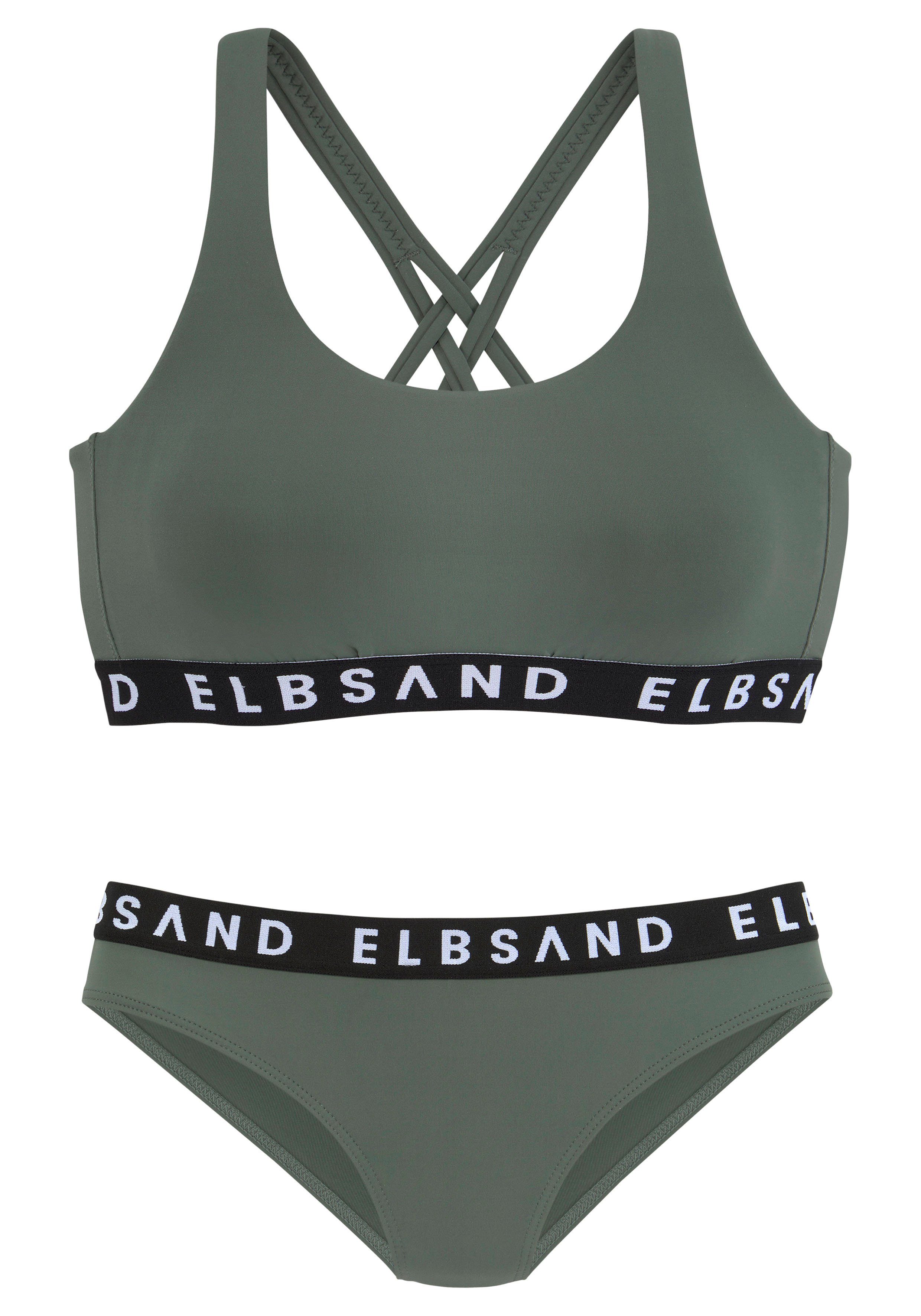 Elbsand Bustier-Bikini mit kontrastfarbenen Schriftzügen günstig online kaufen