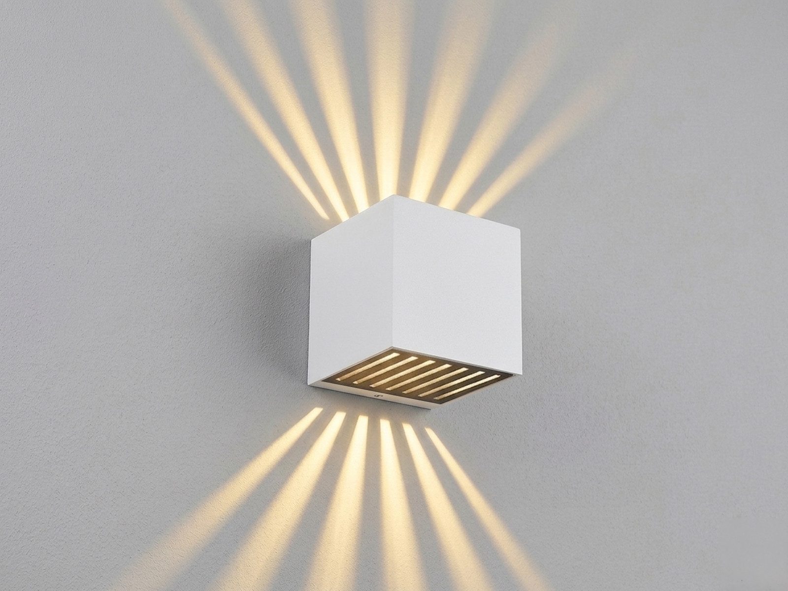 GLOBO LIGHTING LED Außen-Wandleuchte 2er Set Up and Down Würfel Weiß, 10x10cm, LED fest integriert, warmweiß, Kleine Außen-leuchten für Hausbeleuchtung Haus-wand aus Aluminium IP54