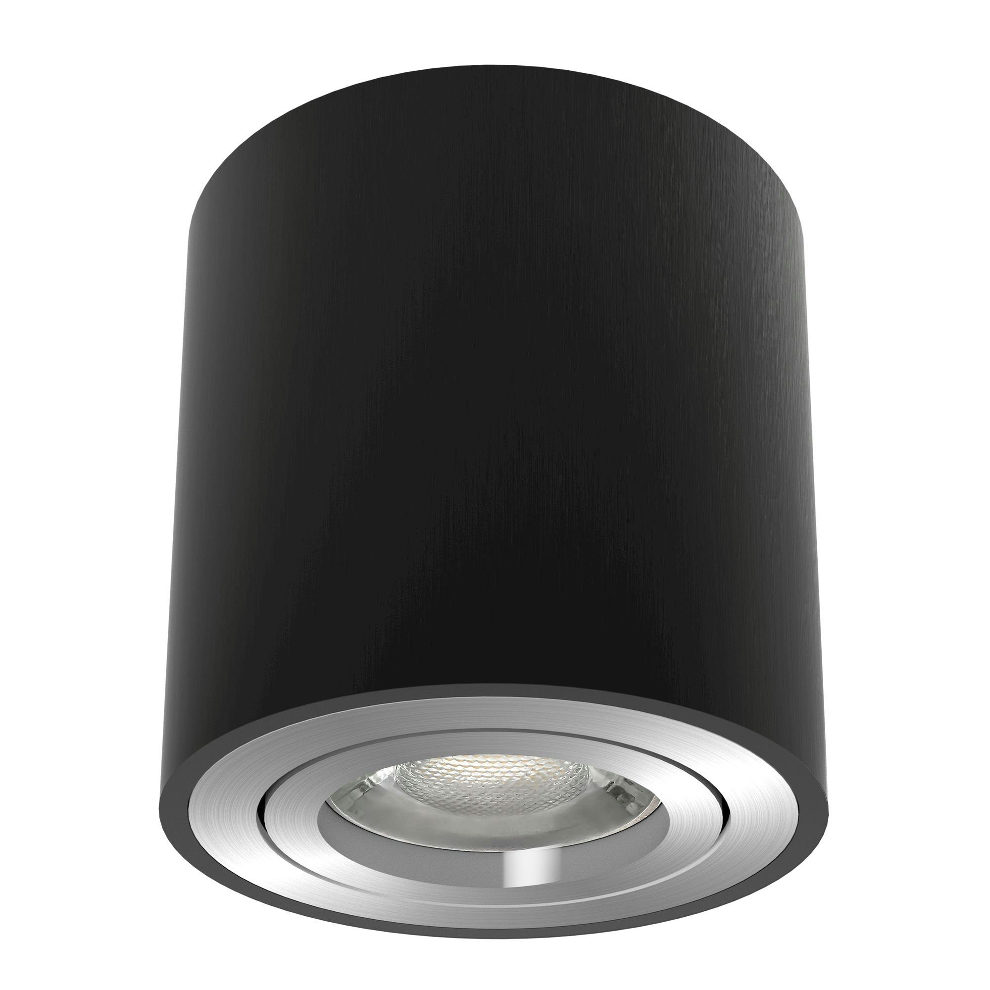 Leuchtmittel CORI Aufbauleuchte schwarz schwenkbar Aufbaustrahler LED linovum inklusive, mit Leuchtmittel 6W, in inklusive LED gebuerstet GU10