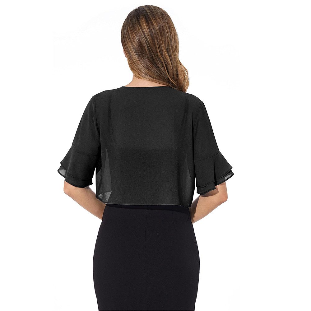 Zaewry Bolero Damen-Chiffon-Schal,Leicht Luftig, transparente Stola Halbarm Chiffon Coverup,für Abendkleider, Hochzeiten & festliche Anlässe