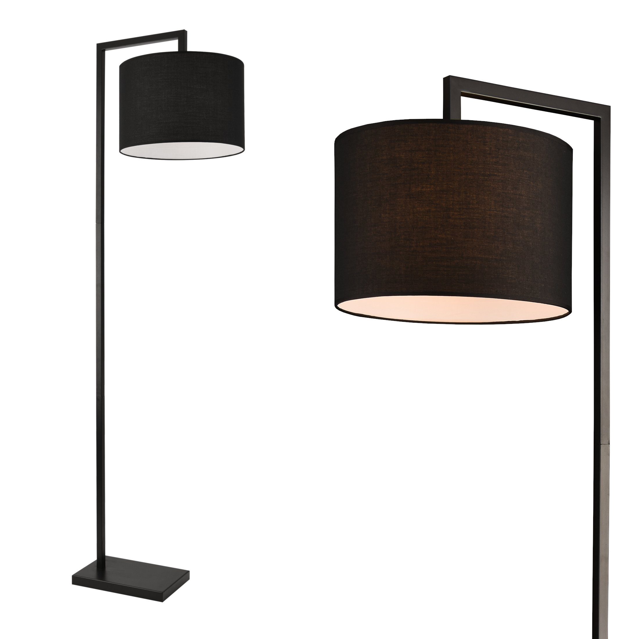lux.pro Stehleuchte Pärnu 154cm 1x E27 60W Stehlampe Design Standleuchte Stand Lampe Metall Schwarz