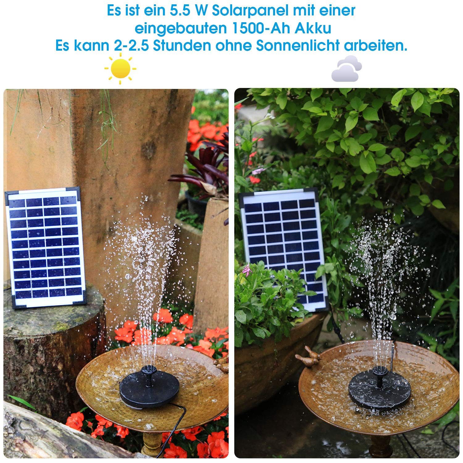 BlingBin Springbrunnenpumpe Solarpumpe, Solar Schwimmender Fontäne günstig online kaufen