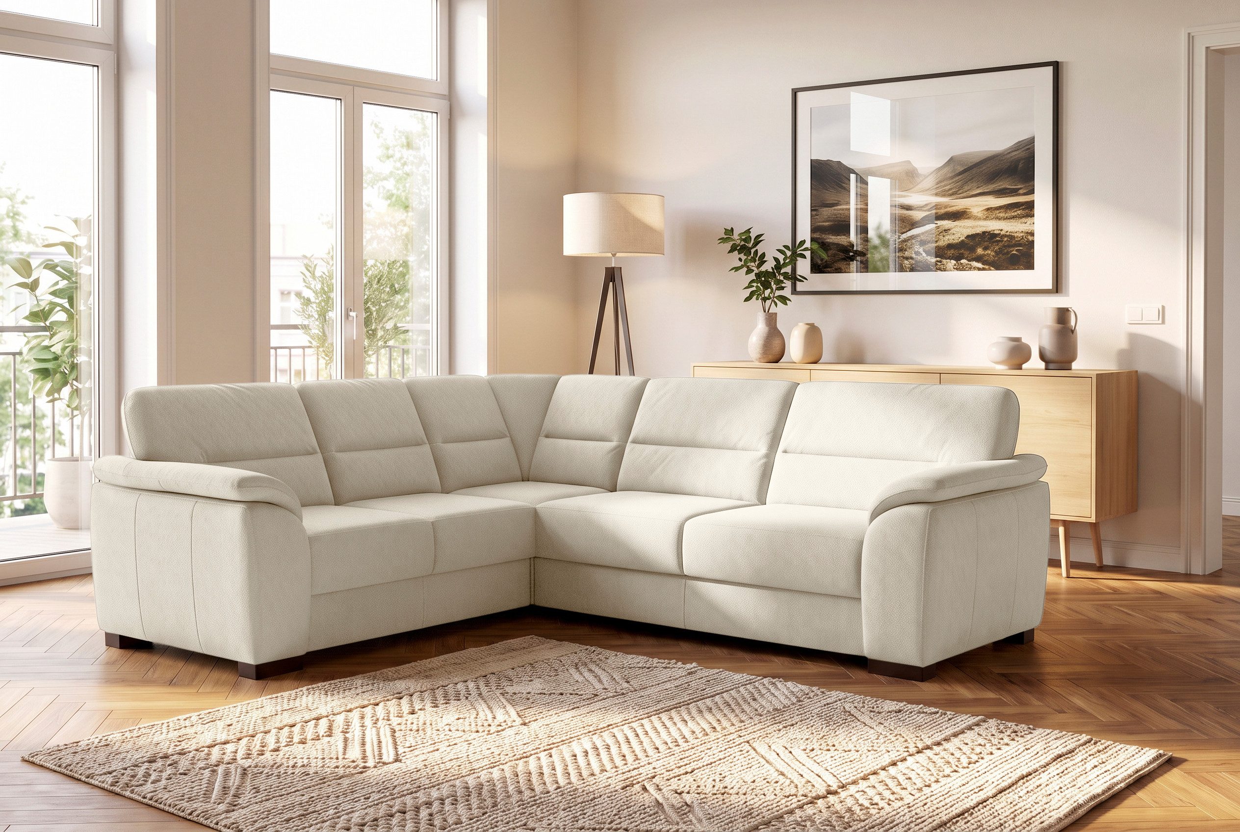 sit&more Ecksofa Montego L-Form, B: 256 cm, große Stoffauswahl, Komfortsitzhöhe 46 cm, optional Schlaffunktion und Schubkasten mit Stauraum