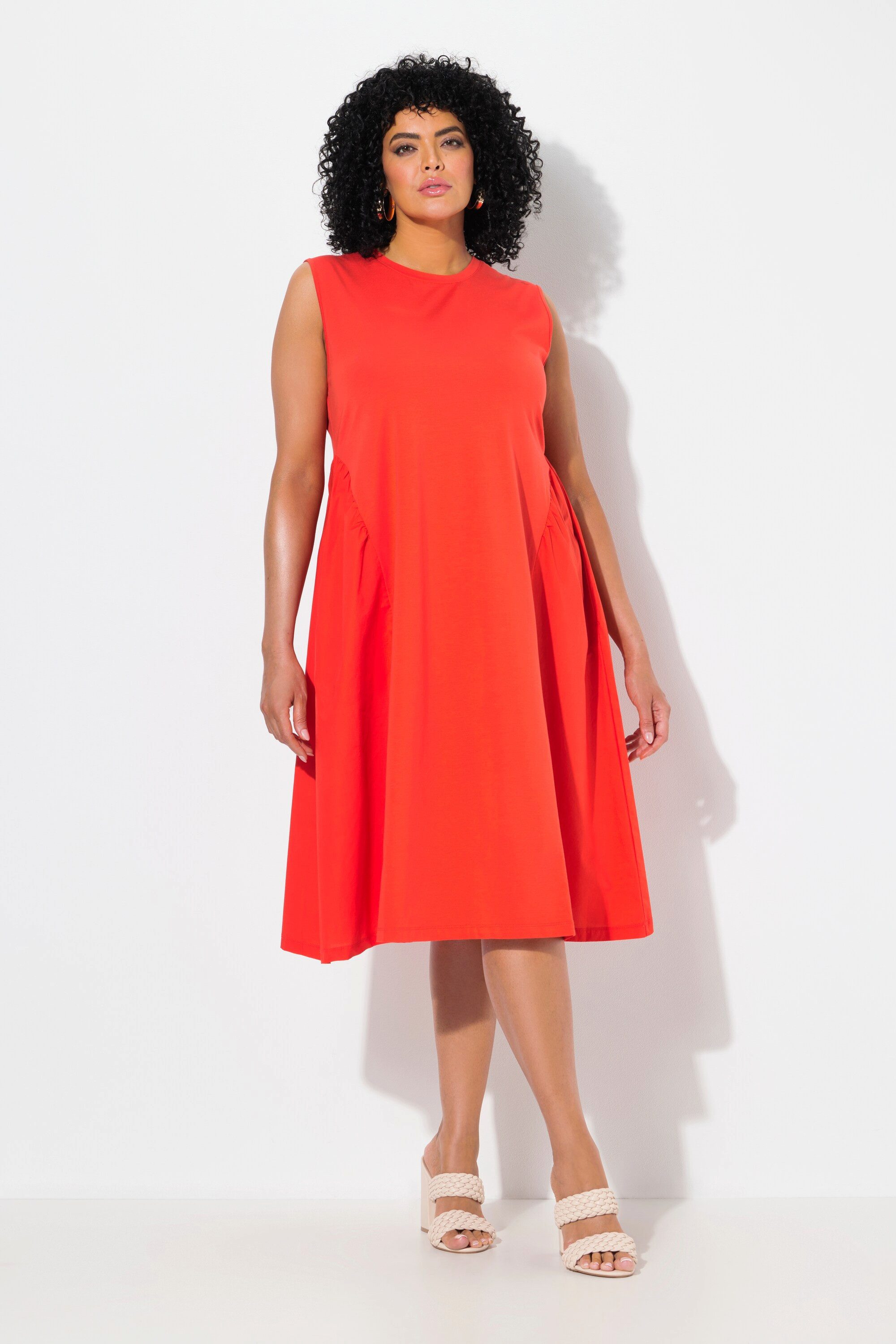 Ulla Popken Midikleid Kleid Materialmix A-Linie günstig online kaufen