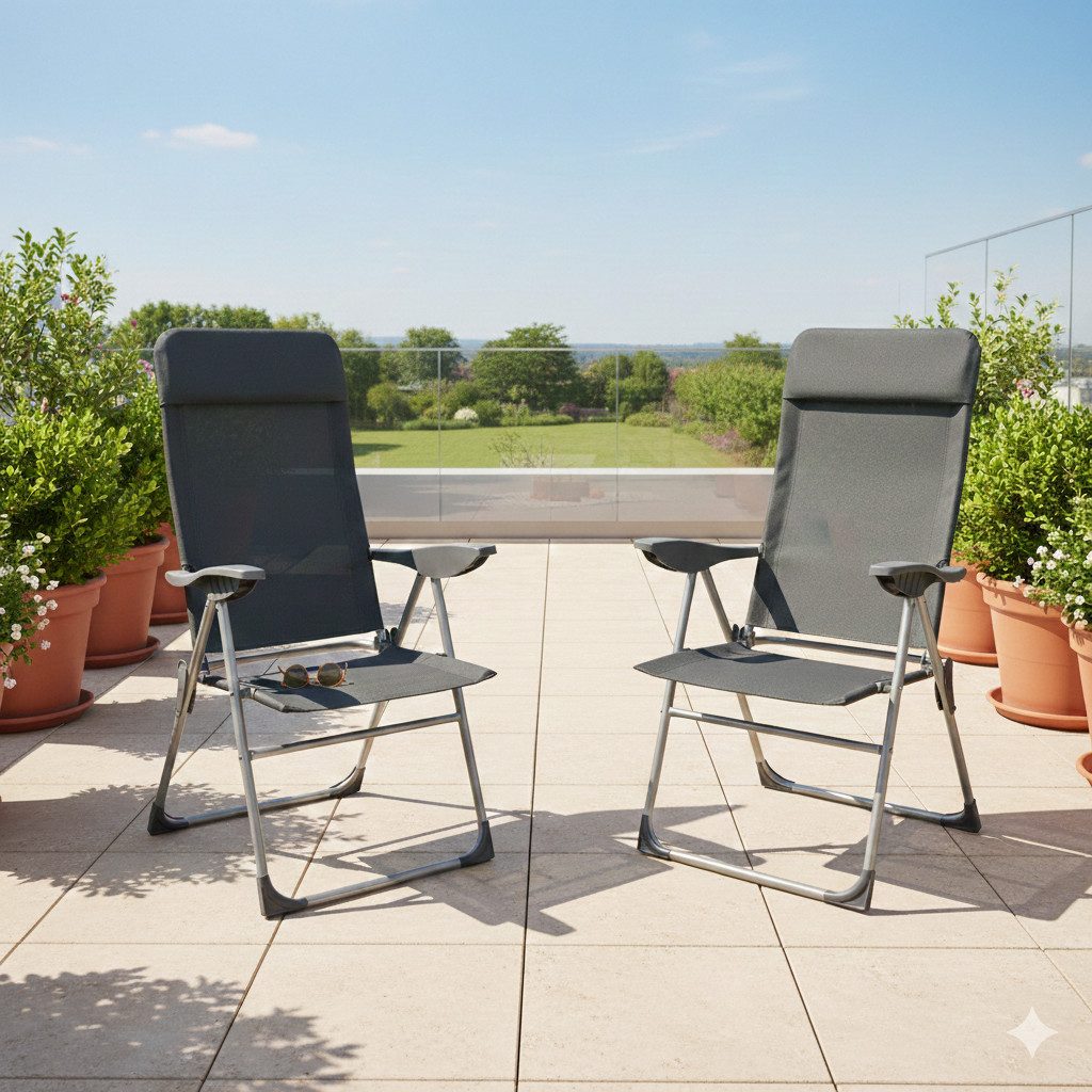 BruKa Campingstuhl 2 x Gartenstuhl MIAMI Hochlehner Klappstuhl Anglerstuhl Stuhl (2 St)