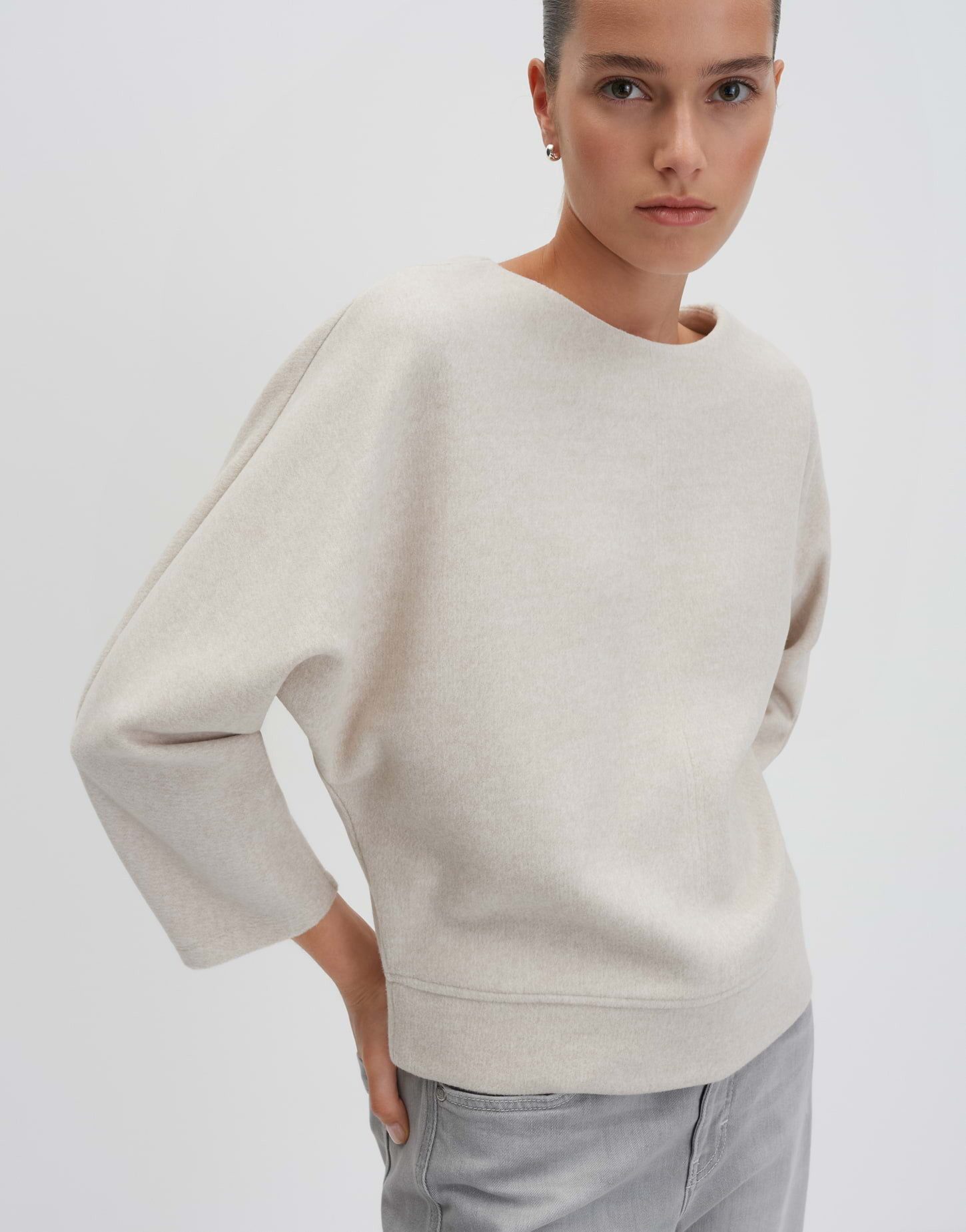 someday Sweatshirt UDANA Regular mit Mélange Effekt Weiches Sweatshirt mit U-Boot-Ausschnitt