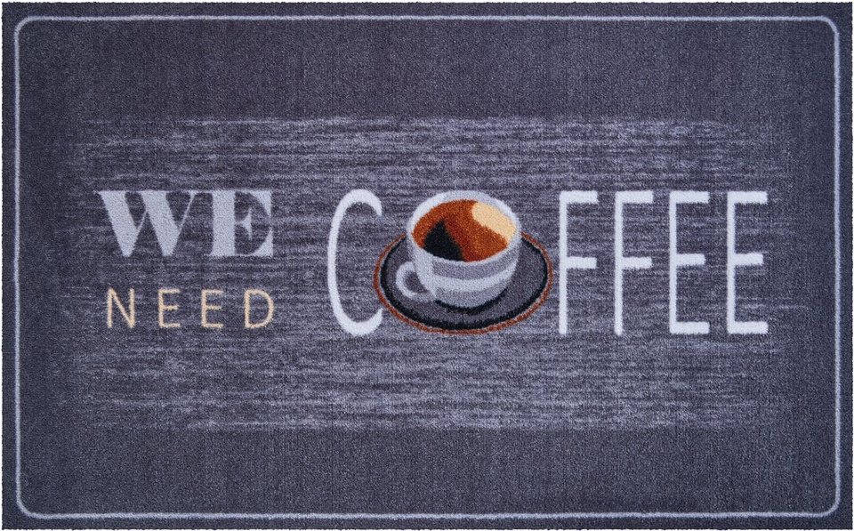 Teppich Coffee, Grund, rechteckig, Höhe: 8 mm, mit Spruch, In- und Outdoor  geeignet