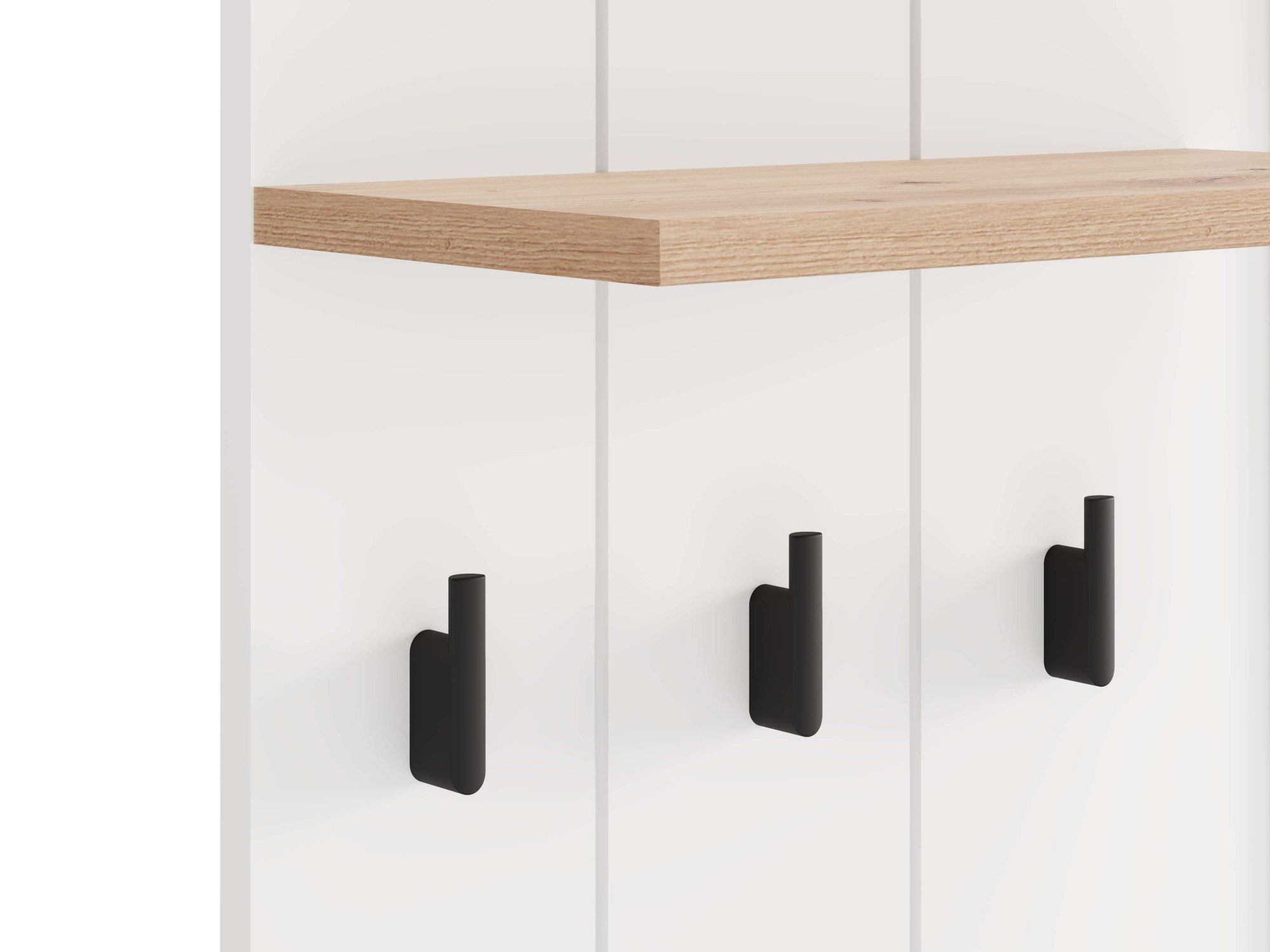 Home affaire Garderobenpaneel Bedford, Wandregal Wandpaneel, Wandgarderobe praktisch & stillvoll, mit 3 Kleiderhaken, Spiegel und Ablage für Accessoires, Breite – Bild 5 von 5